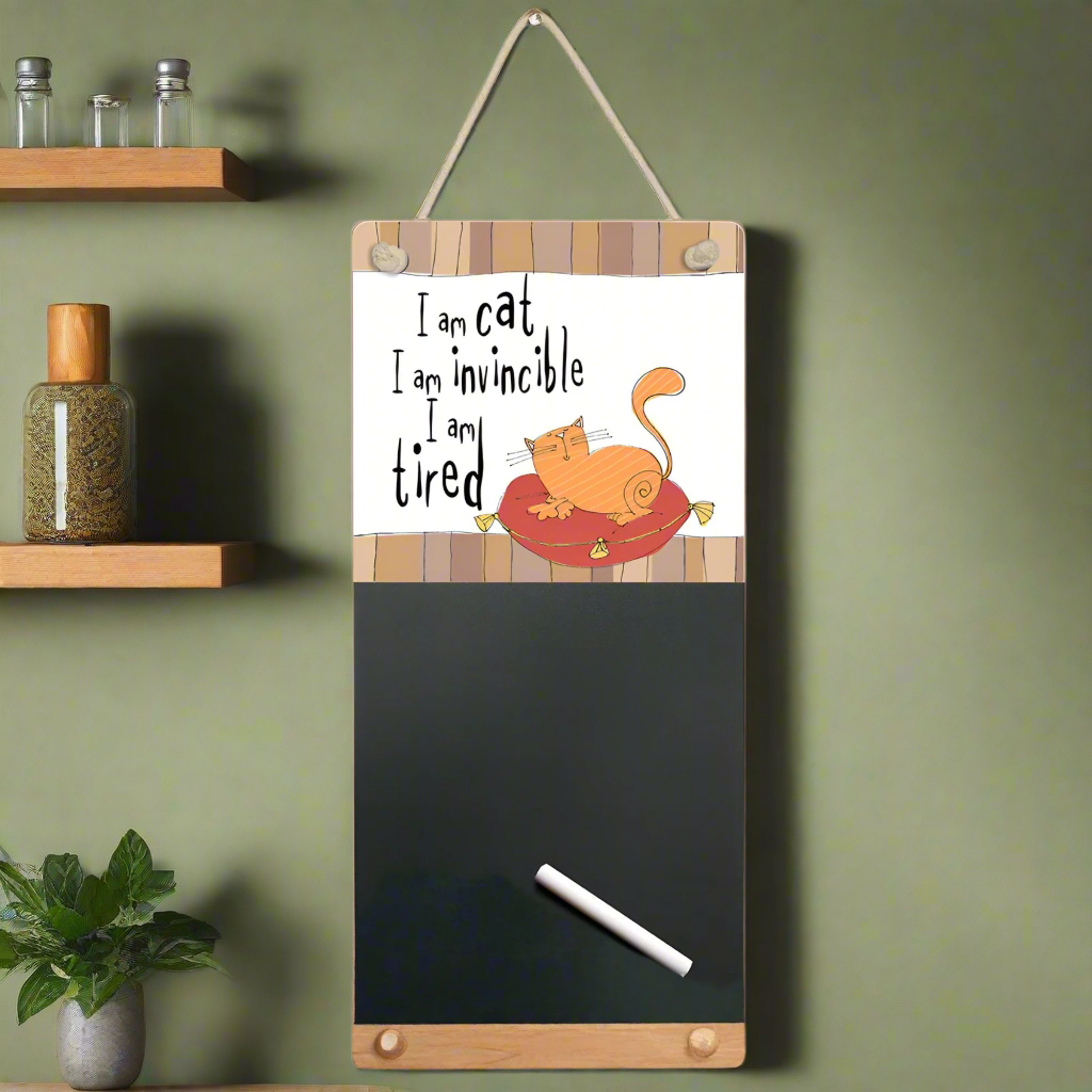 Funny Cat Themed Hanging Chalkboard - Cute Kitchen & Office Message Board for Home Decor & Gift Ideas | Perfect for Grocery Lists, Reminders & Memos