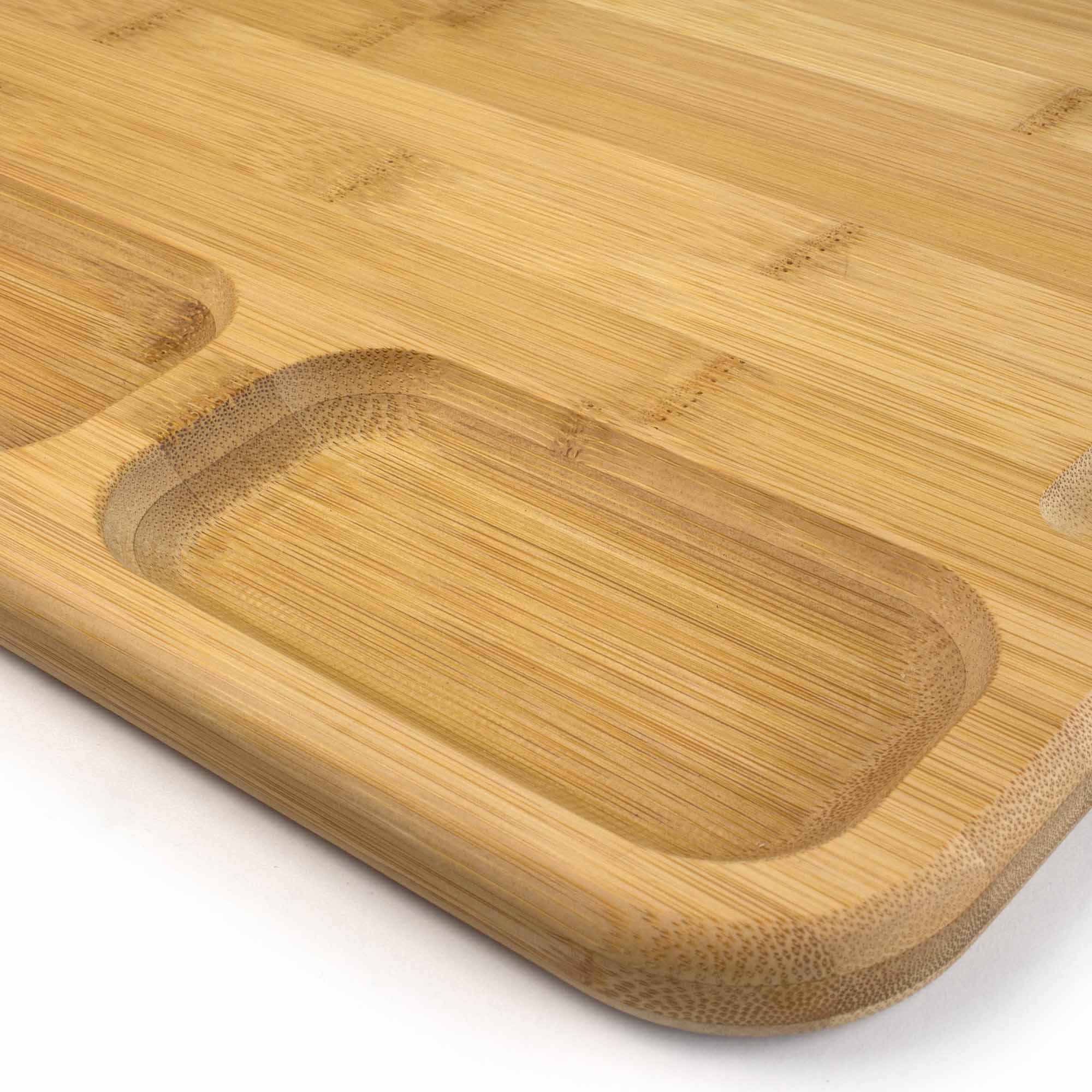 3-Well Kitchen Cutting Board with Juice Grooves, 17.5