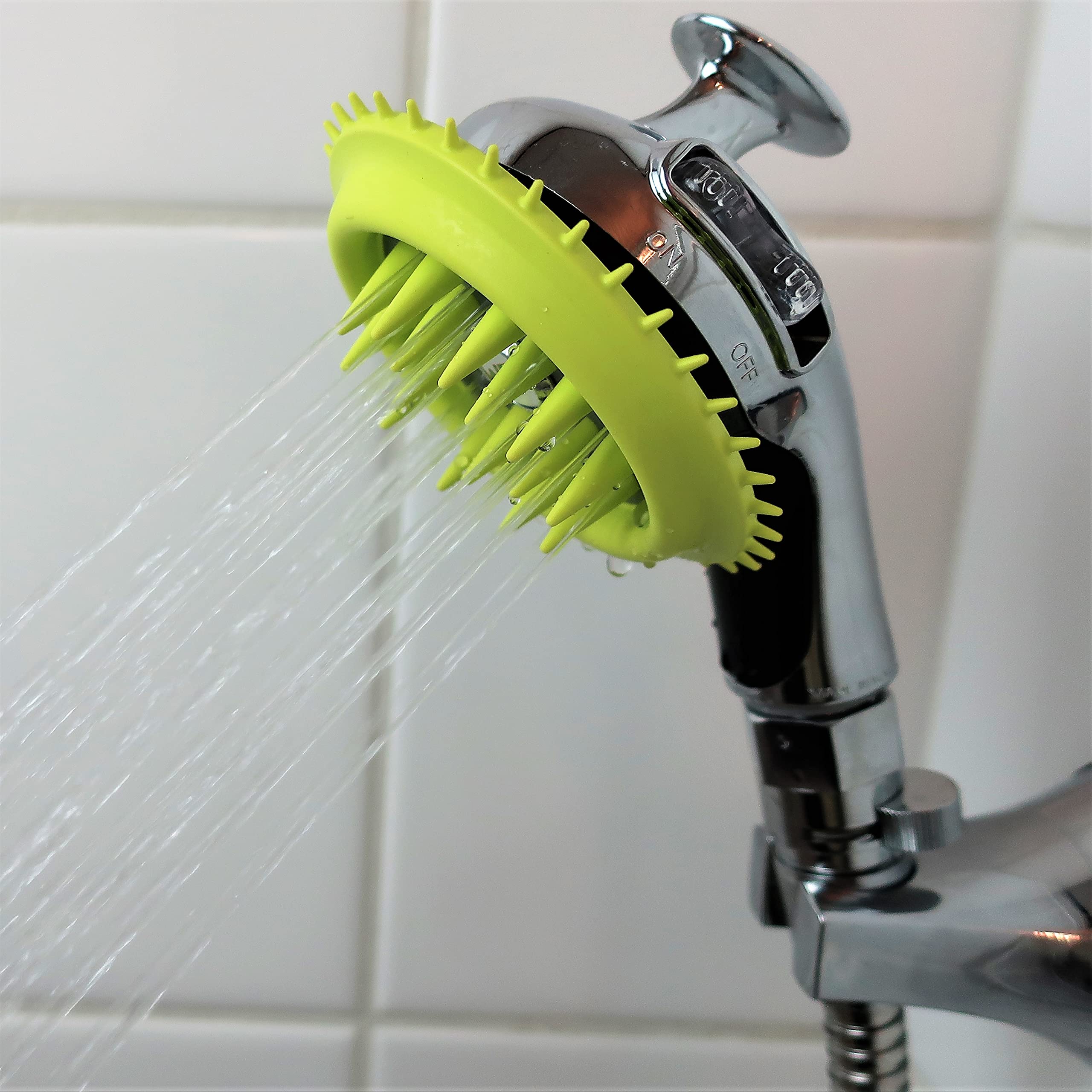WD Handheld Shower Brush with On/Off Switch & Adjustable Water Pressure - Pet & Human Use for Bathing, Grooming & Cleaning - Perfect for Dogs, Cats & Household Shower Needs