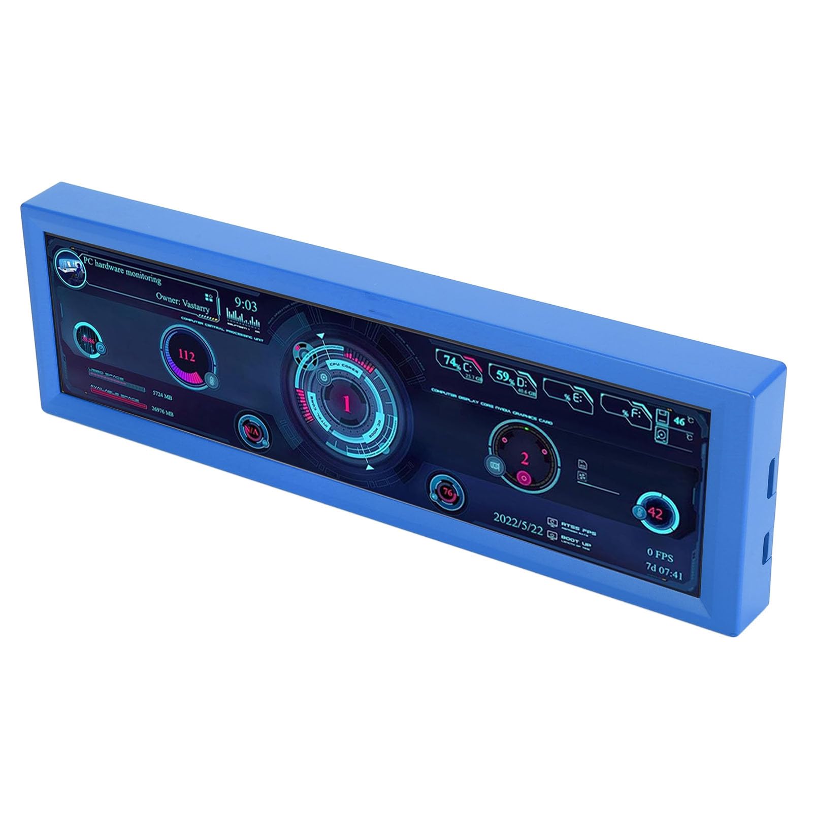 Jectse 8.8 Inch PC Temperature Monitor - Plug & Play CPU/GPU Hardware Temp Display with Customizable 1920x480 Resolution - Ideal for Gaming PC, Workstation & Server Monitoring (Blue)