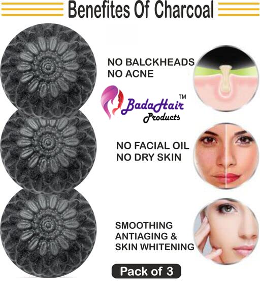 BADAHAIR® Activated Charcoal Soap for Face & Body - Natural Detox, Skin Whitening, Acne & Blackhead Treatment, Anti-Wrinkle & Anti-Pollution - Pack of 3 (3 x 100g) | Perfect for Daily Cleansing, Deep Pore Treatment & Glowing Skin Care Routine