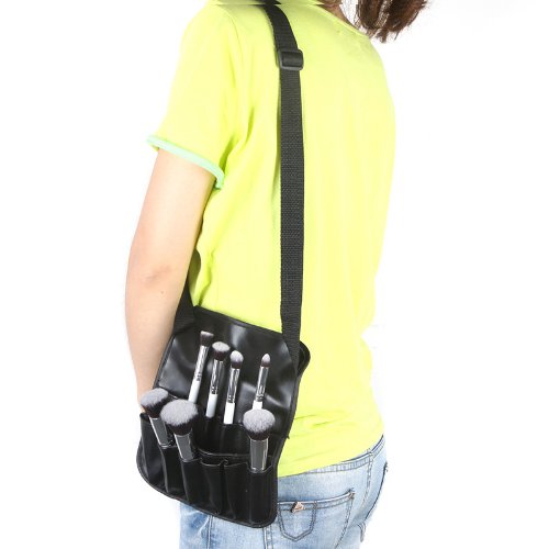 Professional PVC Cosmetic Makeup Brush Apron with Adjustable Belt Strap - Waterproof Artist Organizer Bag for Makeup Artists, Beauty Salon & Home Use