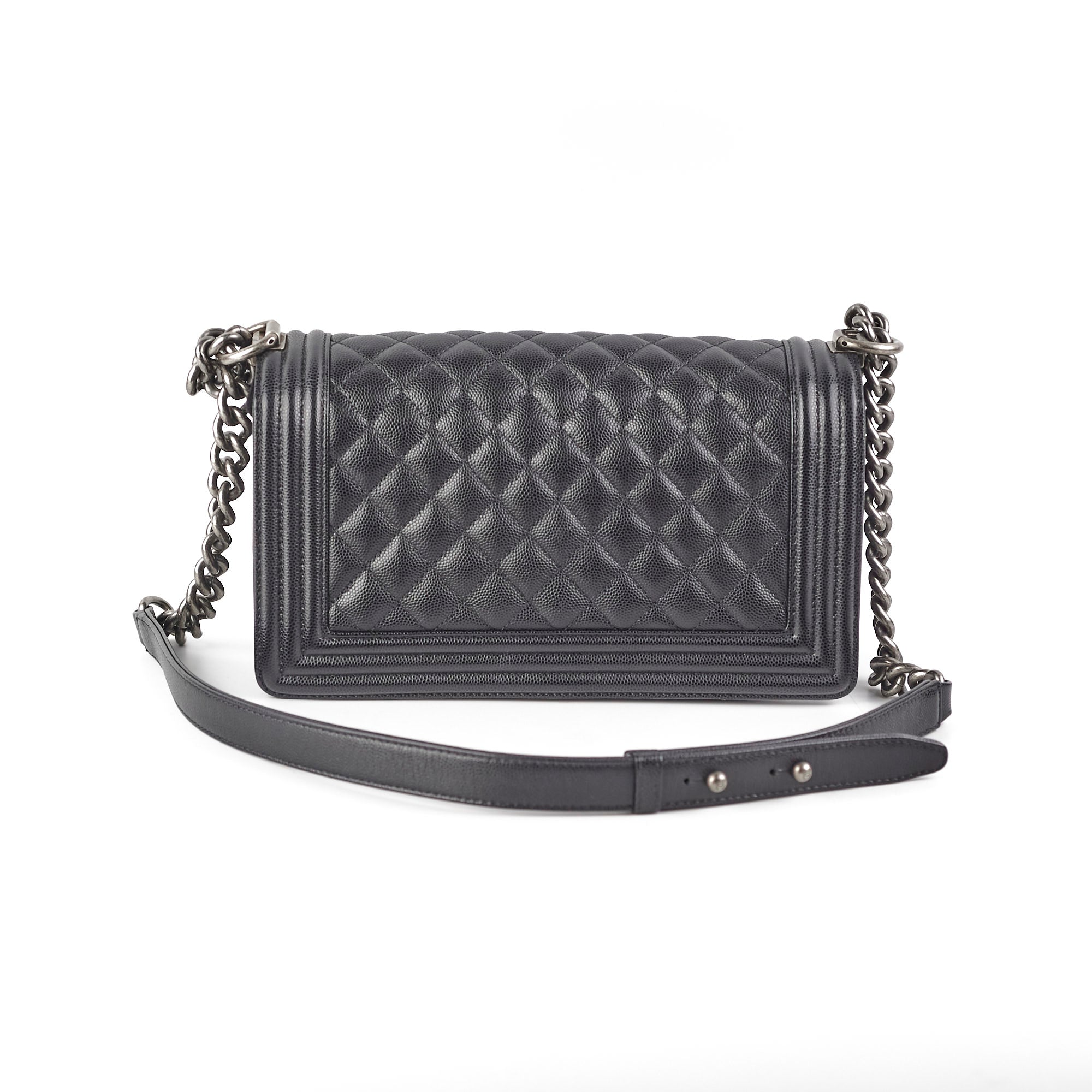 Chanel Old Medium Caviar Boy Bag Black with Microchip - Luxury Crossbody Bag for Women, Perfect for Date Night & Evening Events