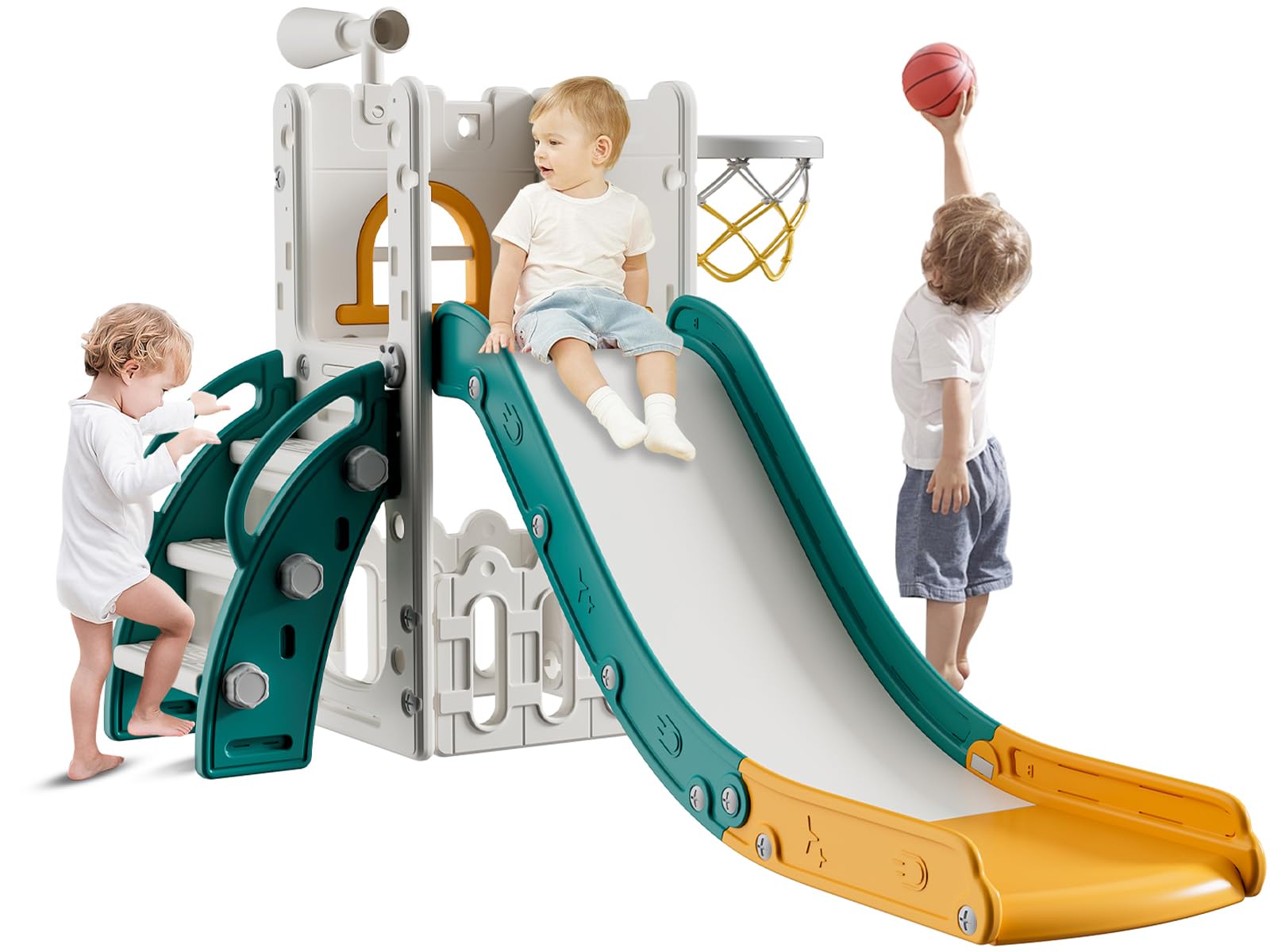 **Best Toddler Slide for Indoor & Outdoor Play - Kids Slide Playset with Storage & Non-Slip Steps - Safe & Fun Gift for Boys & Girls Ages 1-3 (Green/Orange) - Perfect for Backyards, Playrooms & Daycares**