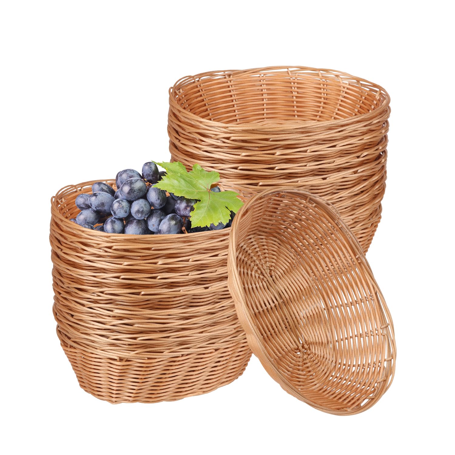 30 Pack Oval Poly Wicker Baskets - 9 x 6 x 2.6 Inch Bread Storage Baskets, Medium Size Kitchen Organizers for Fruits, Vegetables & Display - Perfect for Holiday Gifts, Christmas Decor & Dining Table Centerpieces
