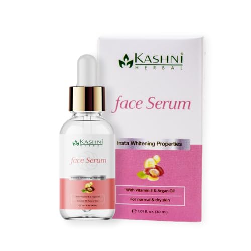 Kashni Herbal Vitamin E Face Serum with Argan Oil - Brightening & Hydrating for Normal & Dry Skin - Anti-Aging Skincare for Women & Men - Perfect for Daily Glow Routine & Nighttime Skin Repair