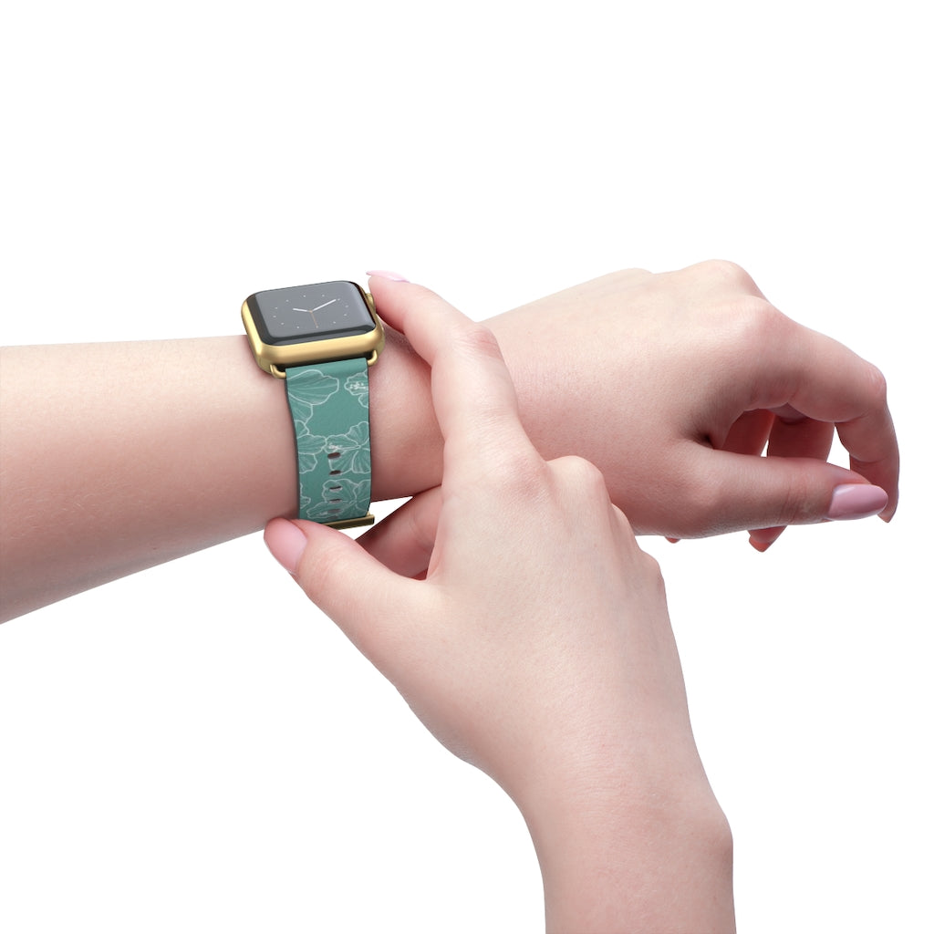 Premium Teal Hibiscus Watch Band - Stylish & Durable Replacement Strap for Apple Watch, Fitbit & Samsung - Perfect for Workouts, Casual Wear & Outdoor Activities