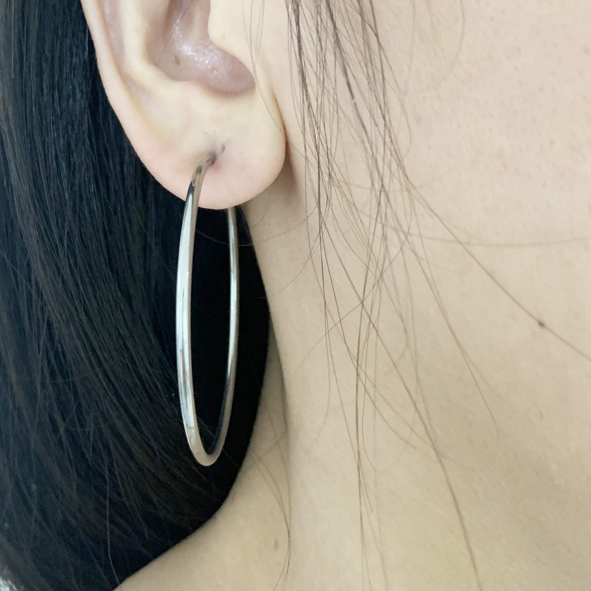 Stainless Steel Big Clip On Spring Hoop Earrings 3-Piece Jewelry Set in Gunmetal Tone - Perfect for Parties, Weddings & Everyday Fashion Accessories