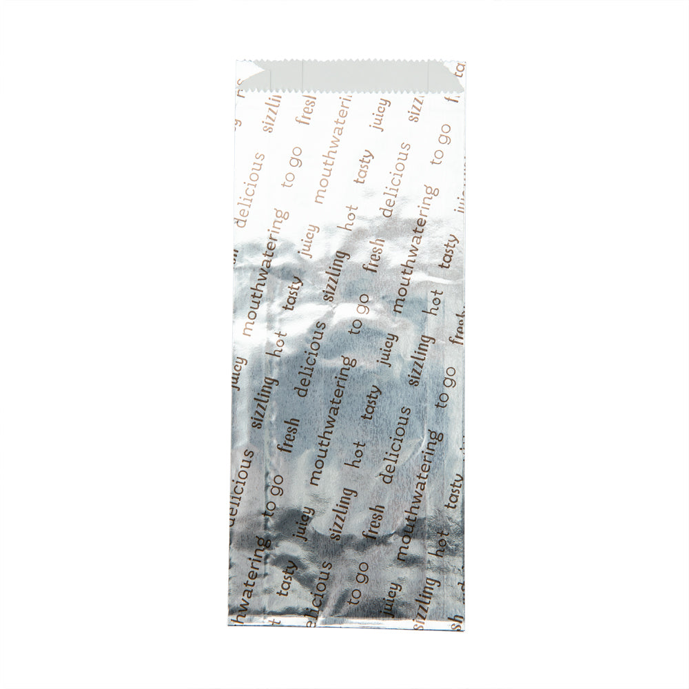 Eco-Friendly Small Hot Dog Foil Bags - 3 3/4 x 1 1/4 x 9 Inches, 100 Count Box - Perfect for Food Trucks, Concession Stands & Party Snacks