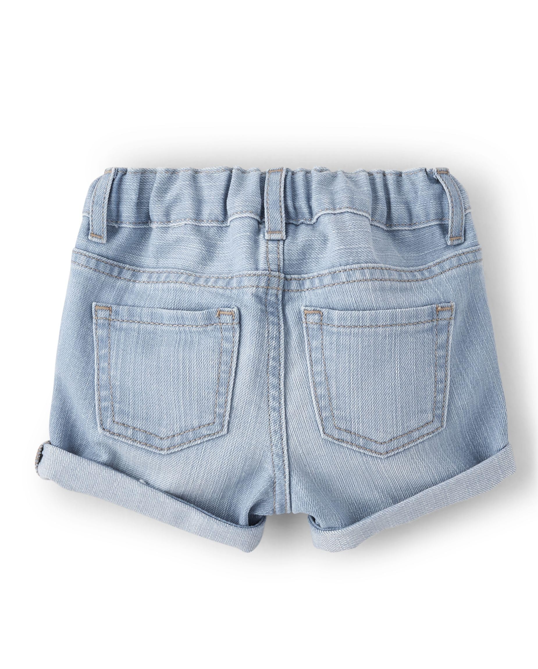 The Children's Place Baby Girls' & Toddler Girls' Denim Jean Midi Shorts - Lily Wash | Soft Stretch Cotton Shorts for Playdates, Daycare & Summer Outfits
