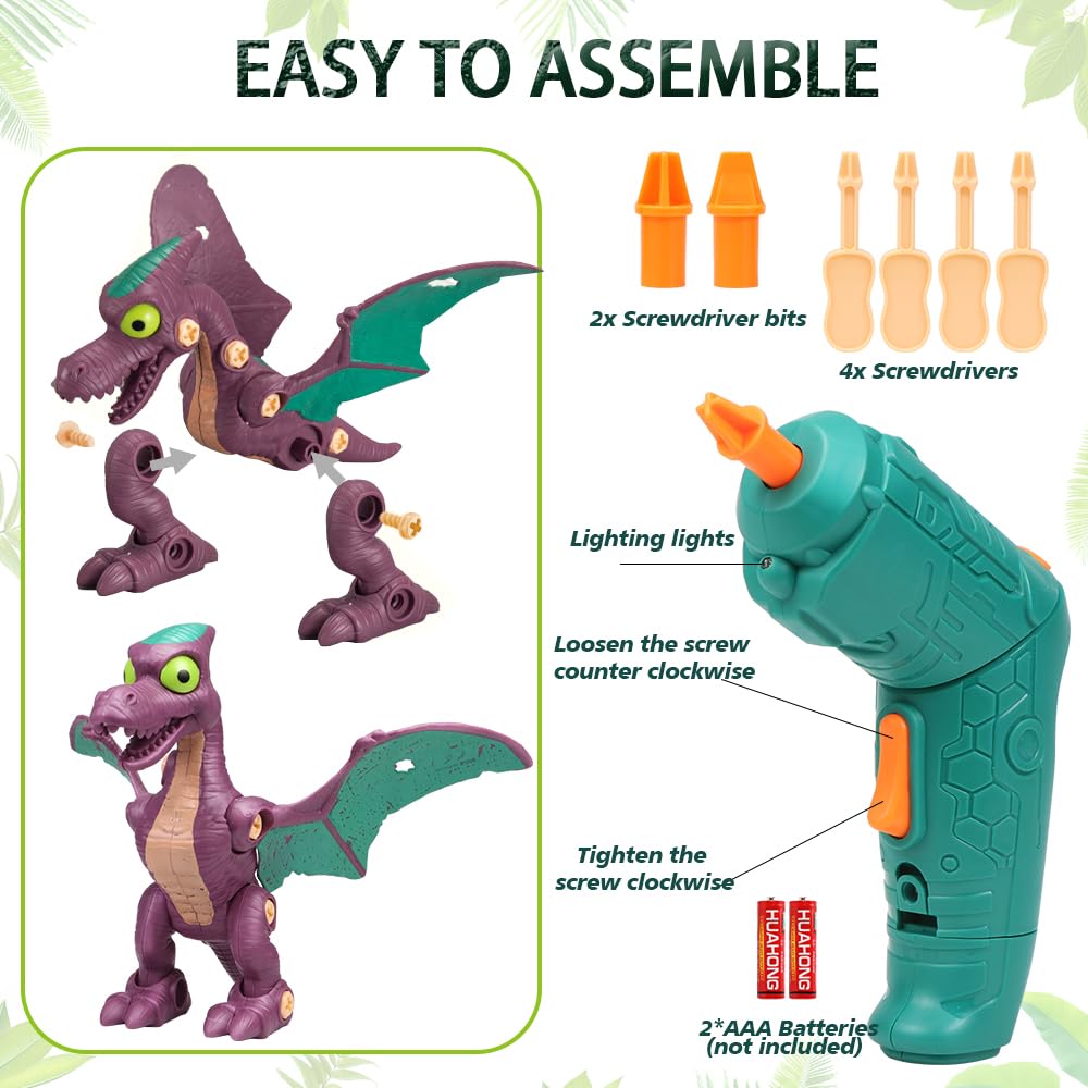 HAPTIME STEM Dinosaur Robot Building Toys for Kids Ages 3-8 - Educational Construction Set with Electric Drill & Take-Apart Parts - Perfect Birthday Gift for Boys - Fun Learning Activity for Home & Classroom STEM Projects