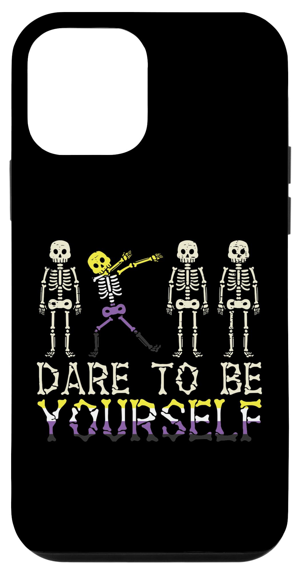 iPhone 12 Mini Case - Skeleton Design with Nonbinary Pride Flag - Durable & Stylish Phone Cover for LGBTQ+ Support | Perfect for Daily Use, Pride Events & Showing Your Unique Identity
