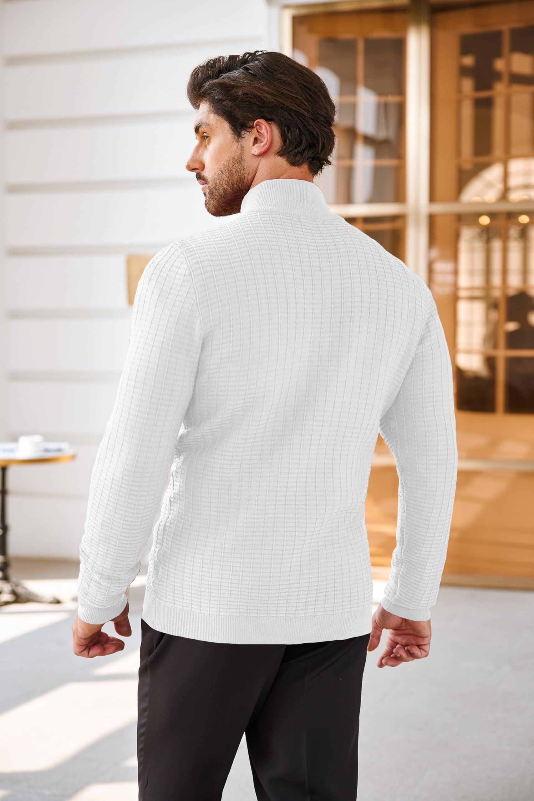 COOFANDY Men's Slim Fit Lightweight Cotton Quarter Zip Sweater - Mock Neck Pullover for Casual Wear | Perfect for Office, Travel & Outdoor Activities