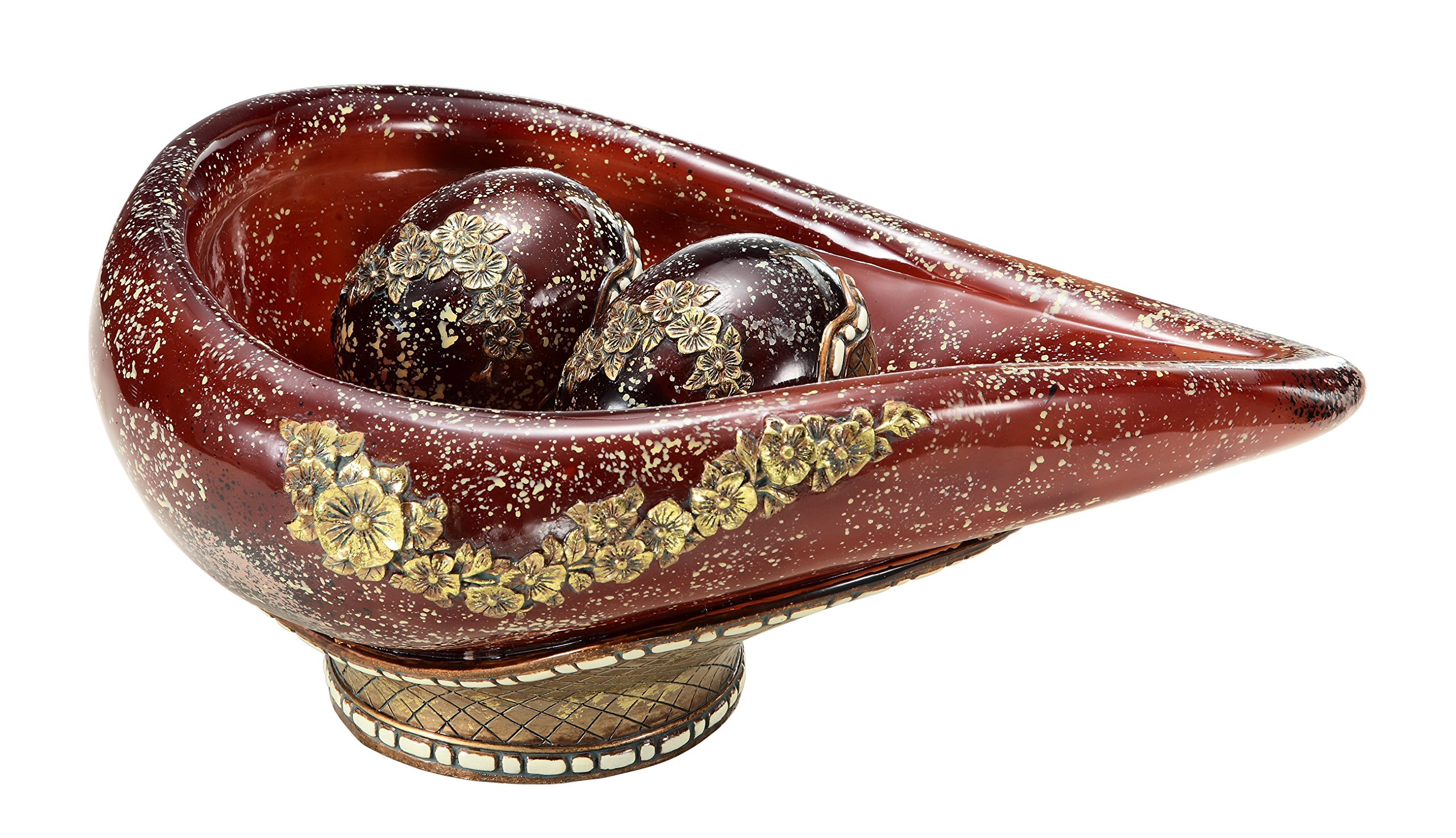 OK Lighting Crystal Stone Decorative Bowl - Elegant Red Glass Centerpiece for Dining Table, Coffee Table, or Home Decor