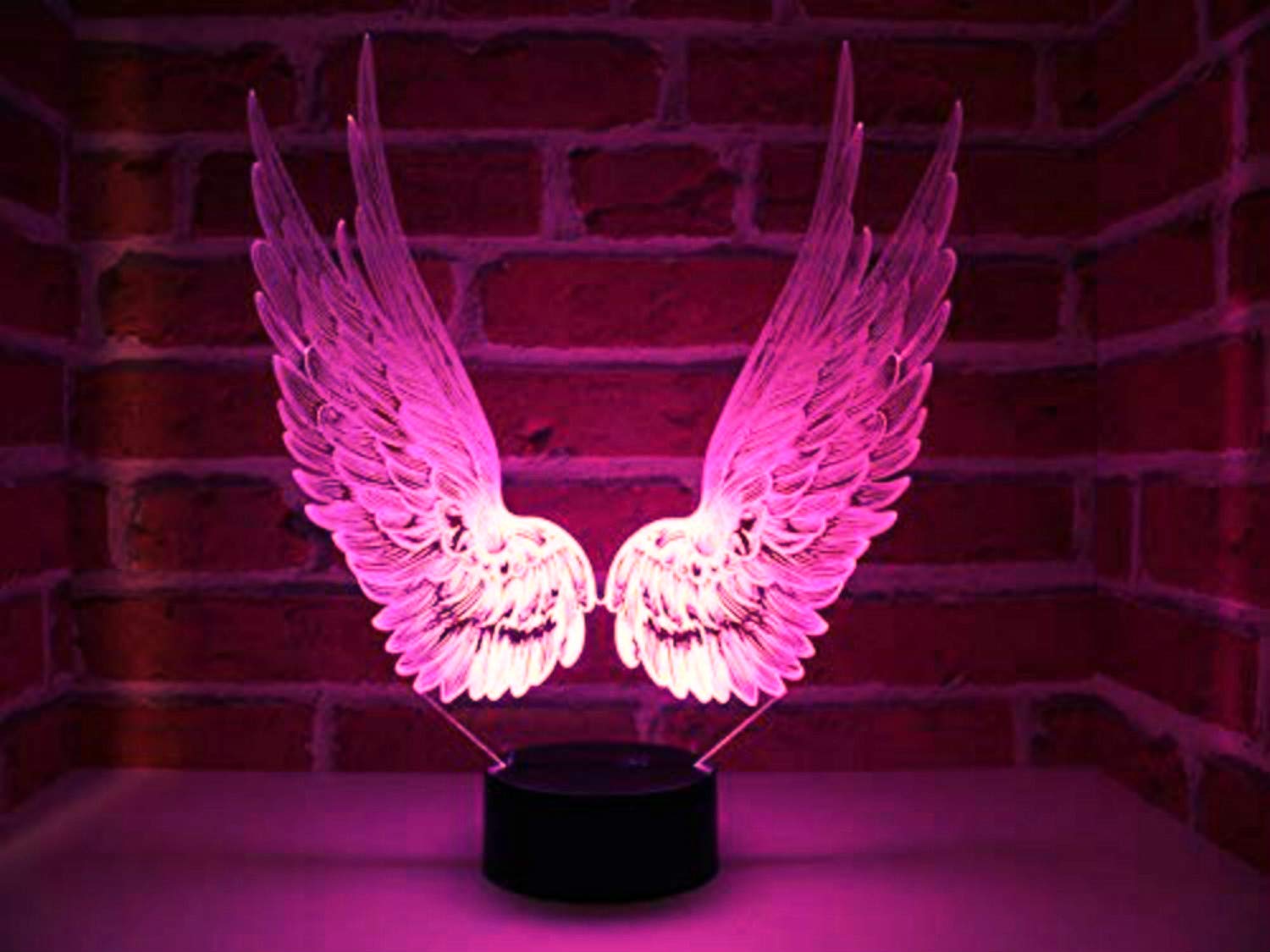 3D Angel Wing Night Light LED Touch Switch - 7 Color Changing Optical Illusion Table Lamp for Home Decor, Christmas, Birthday Gifts for Kids & Children | Bedroom, Nursery, Living Room Lighting Decorations