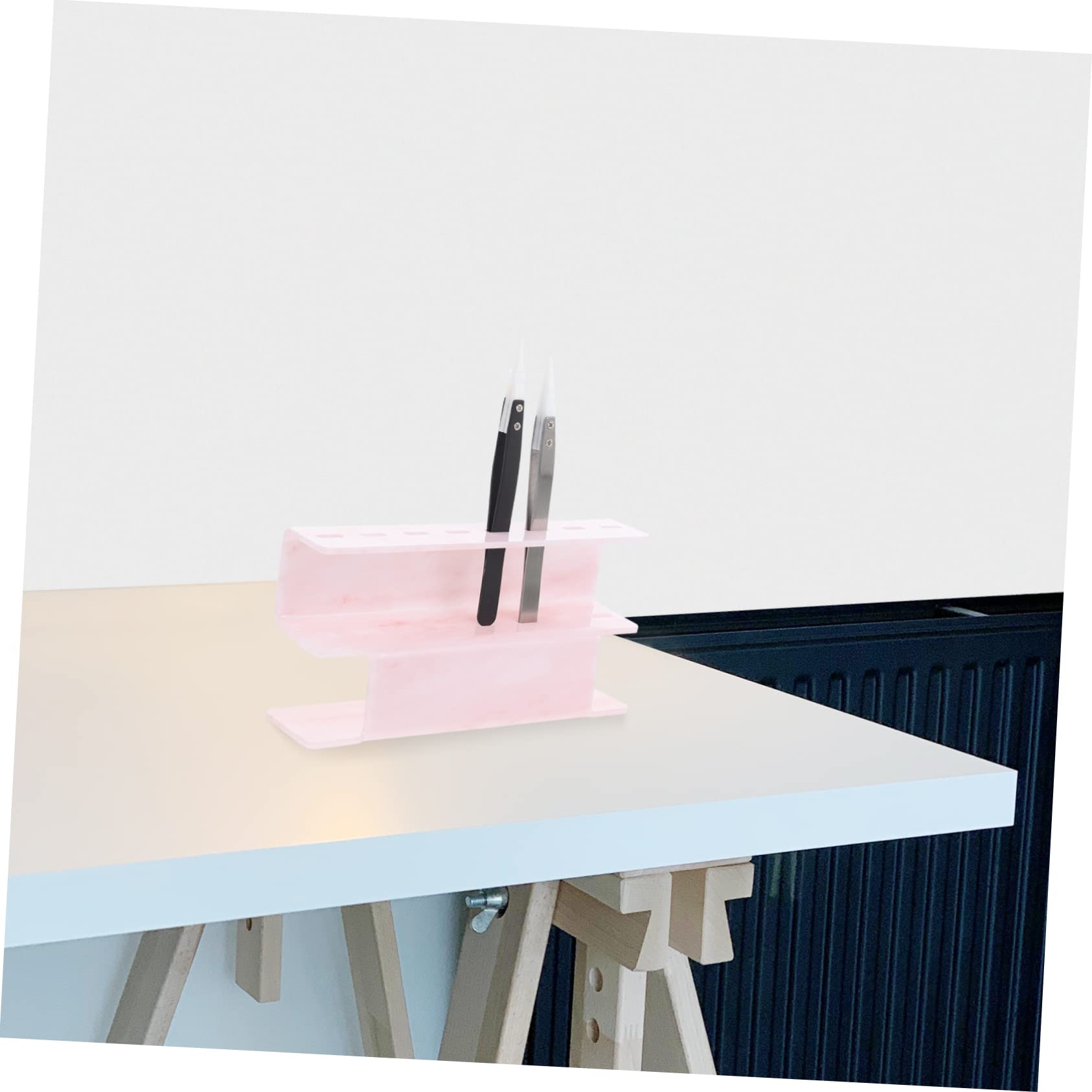 Acrylic Tweezer Storage Rack & Organizer - Pink Lash & Eyeliner Tweezers Display Shelf for Salon, Beauty Shop & Home Makeup Vanity - TOVINANNA