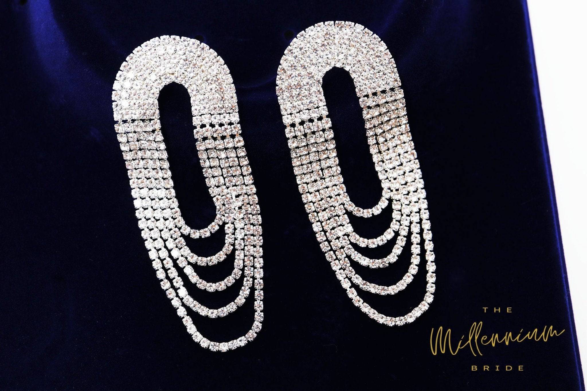Swarovski Crystal & Diamond Bridal Earrings – Long Tassel Statement Jewelry for Weddings, Parties & Special Occasions