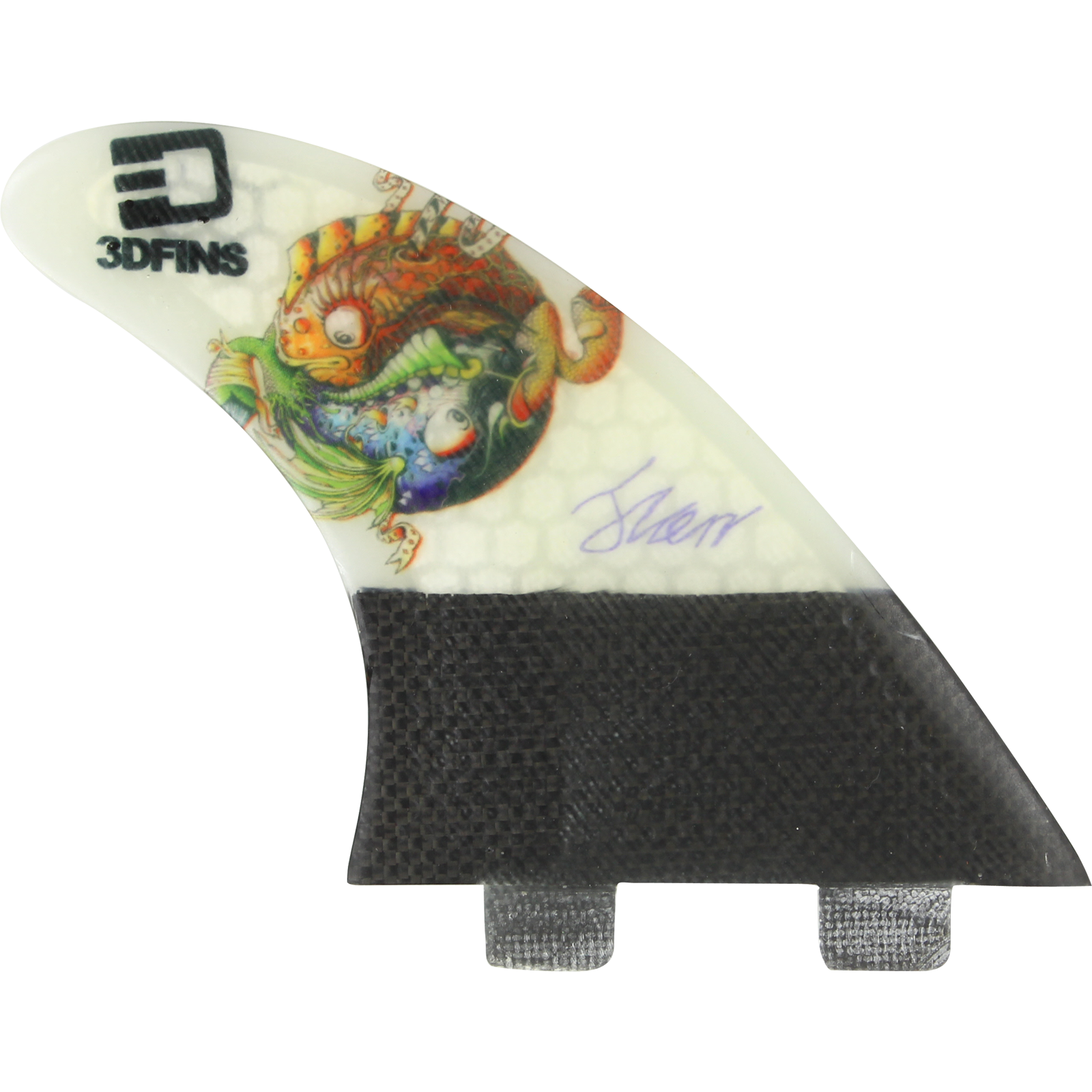 3D Darkside Carbon Twin Tab 7.0 Yin Yang Fish Surfboard Fins - Set of 3 Pieces for Professional Surfing and Wave Riding