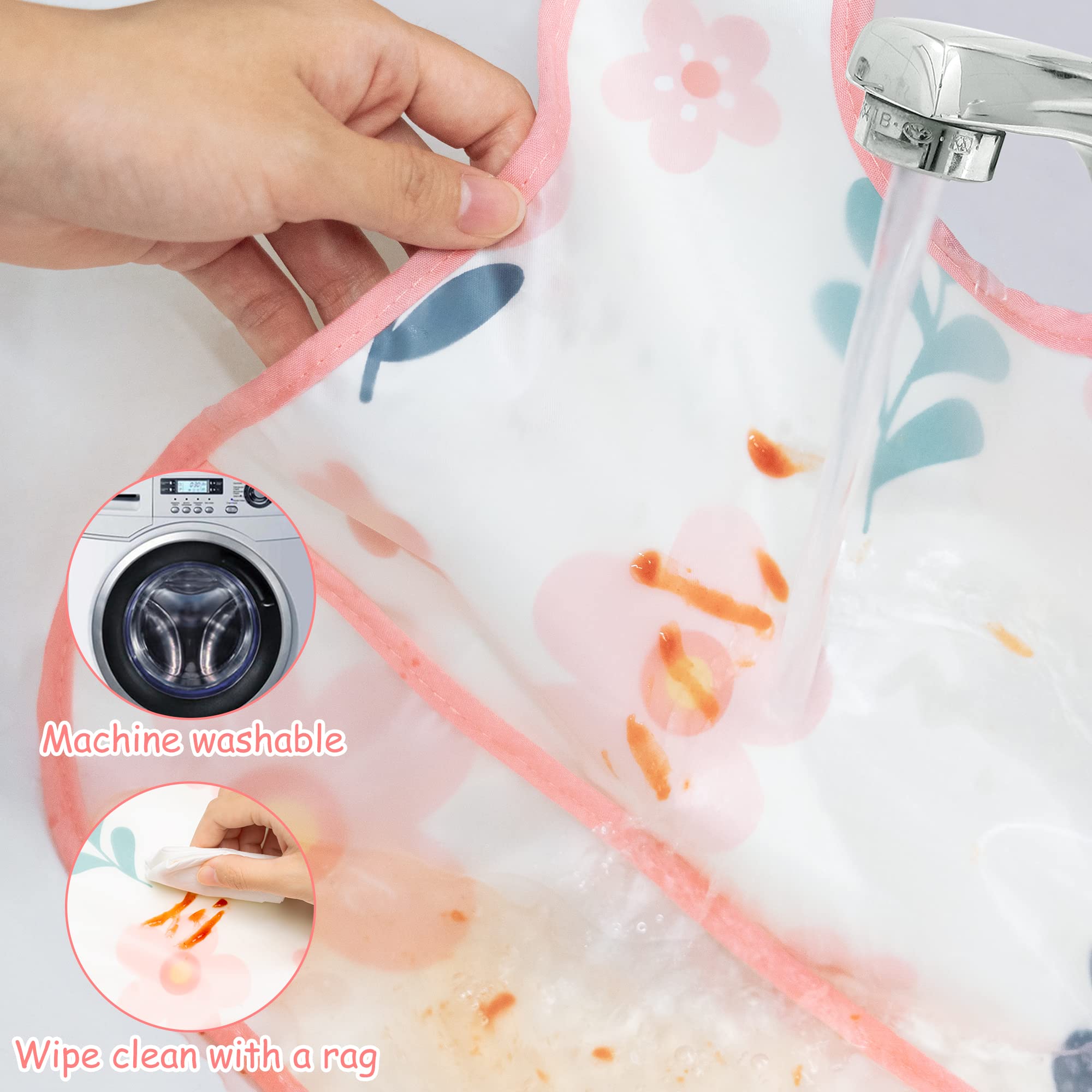 R HORSE 5Pcs Waterproof Baby Bibs Set with Crumb Catcher Pocket & Snap Button - Soft Toddler Feeding Bibs for 6-24 Months - Ideal for Mealtime, Travel & Daycare Use
