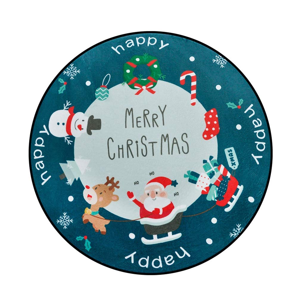 OPIU Soft Round Area Rug - Non-Slip Christmas Pattern Floor Mat for Living Room & Bedroom - 80CM European Style Decorative Carpet for Computer Chair & Home Decor (Color B) | Cozy Holiday Home Accent
