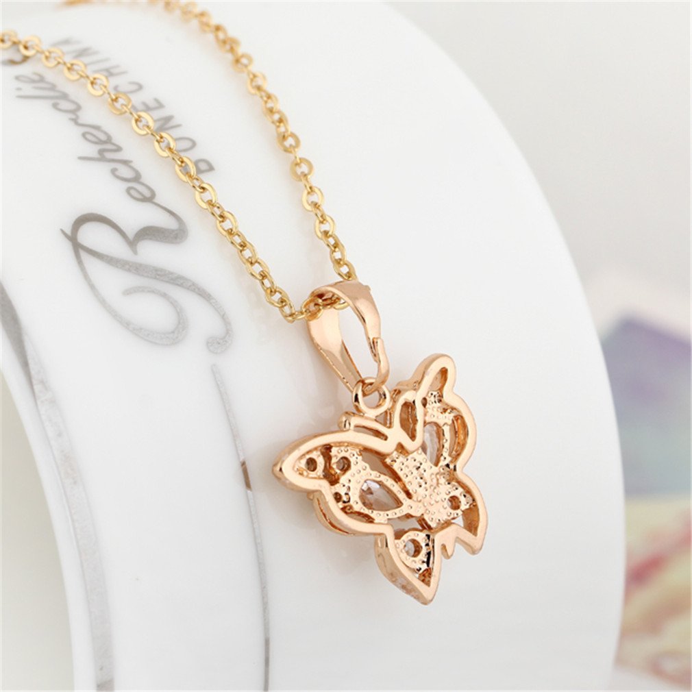 18K Gold Elegant Butterfly Pendant Necklace for Women - Cubic Zirconia Bridal Jewelry - Perfect for Weddings, Anniversaries & Special Occasions