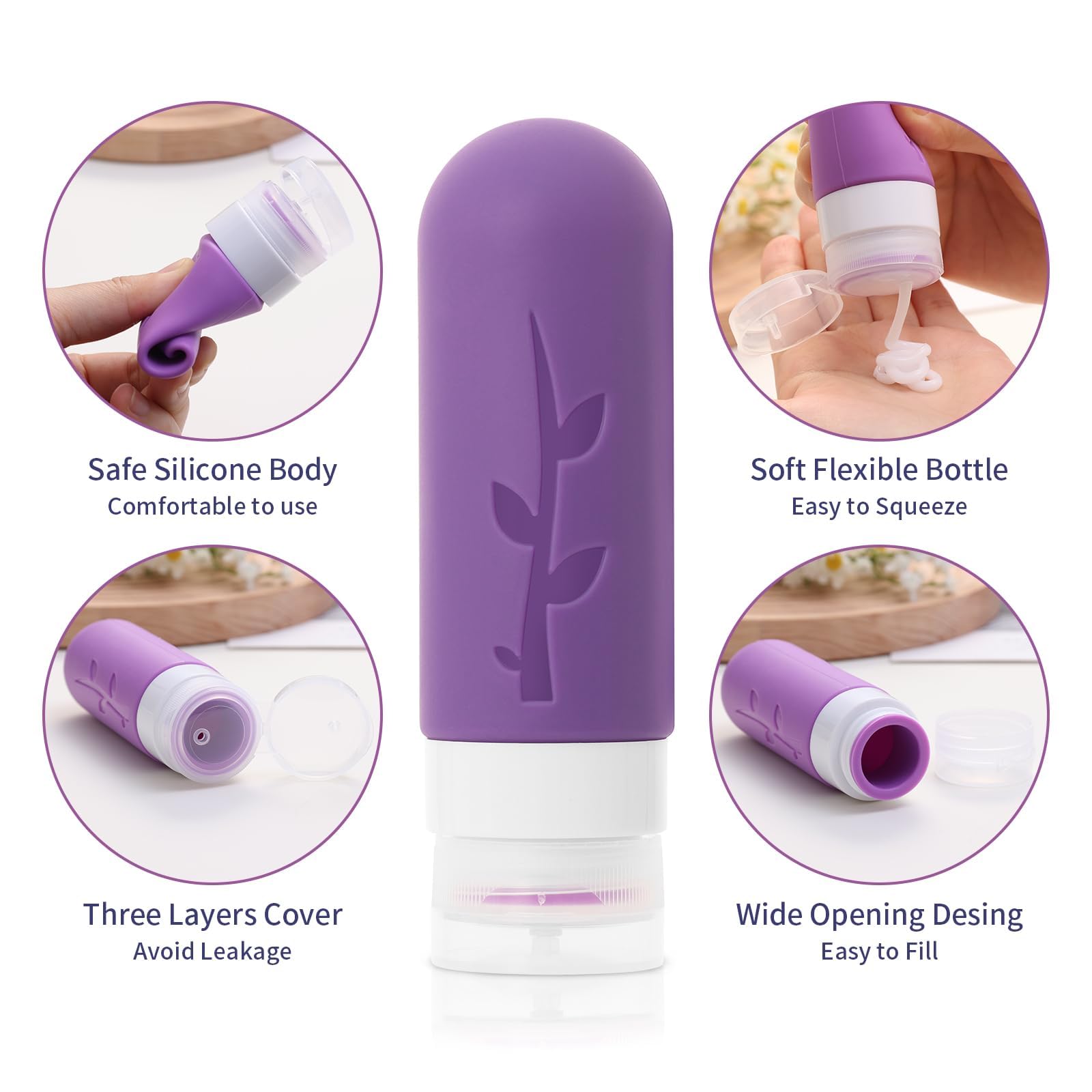18-Pack TSA Approved Travel Size Containers for Toiletries - Leak Proof Travel Bottles & Jars for Shampoo, Lotion & Cosmetics | Perfect for Airplane Carry-On, Gym & Vacation Essentials (Purple)