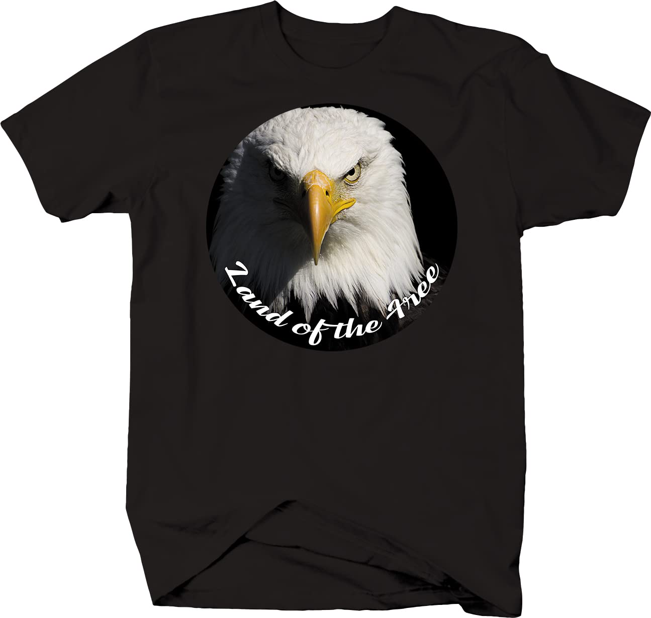 Bald Eagle Land of The Free T-Shirts for Men - Patriotic American Flag Graphic Tee - Comfortable Cotton Black Shirt for Casual Wear & 4th of July Celebrations