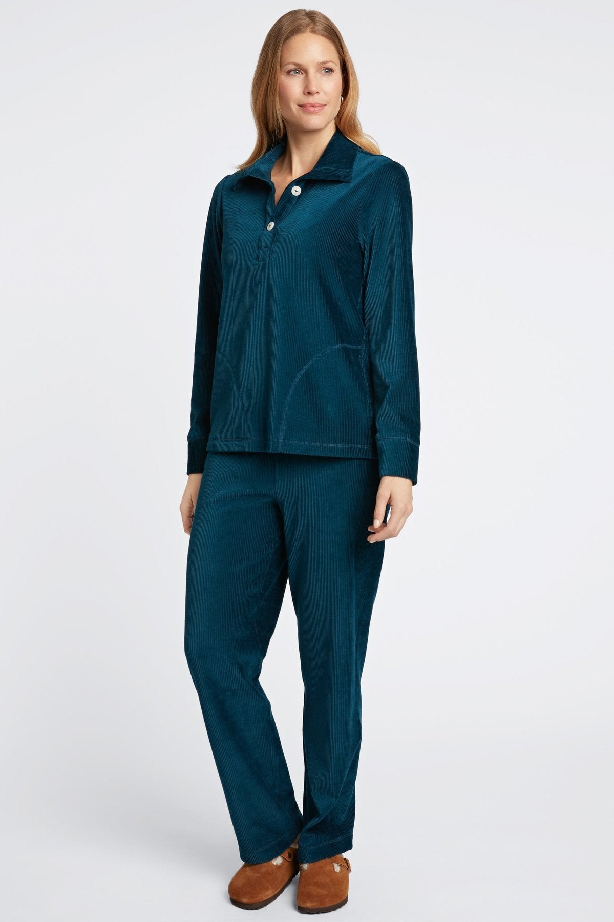 Sammy Plush Cord Long Sleeve Popover Sweater for Women | Cozy Winter Pullover | Soft Fleece-Lined Top for Casual Outfits & Layering