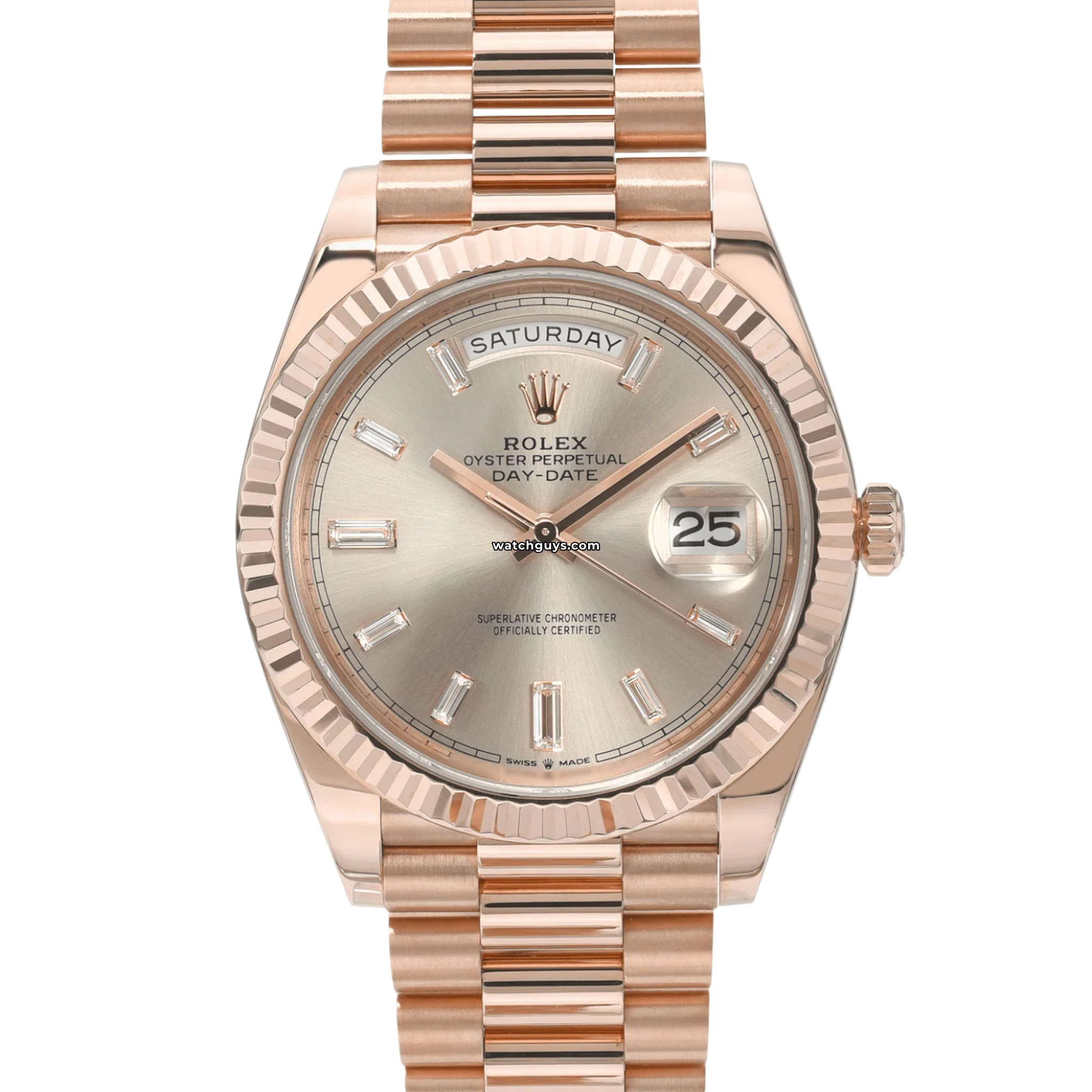 Rolex Day Date 228235 18K Rose Gold Sundust Diamond Dial Men's Watch - Luxury Timepiece for Business & Formal Occasions