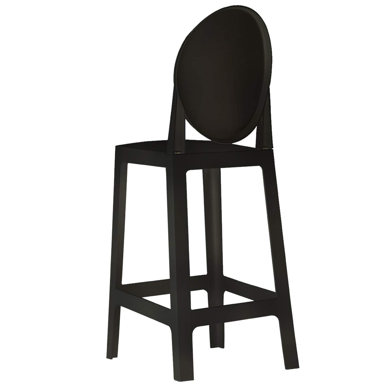 Modern Contemporary Acrylic Lucite Clear Counter Stool with Back - Black Kitchen Bar Stool for Dining Counter, Breakfast Nook & Home Decor - Set of 1