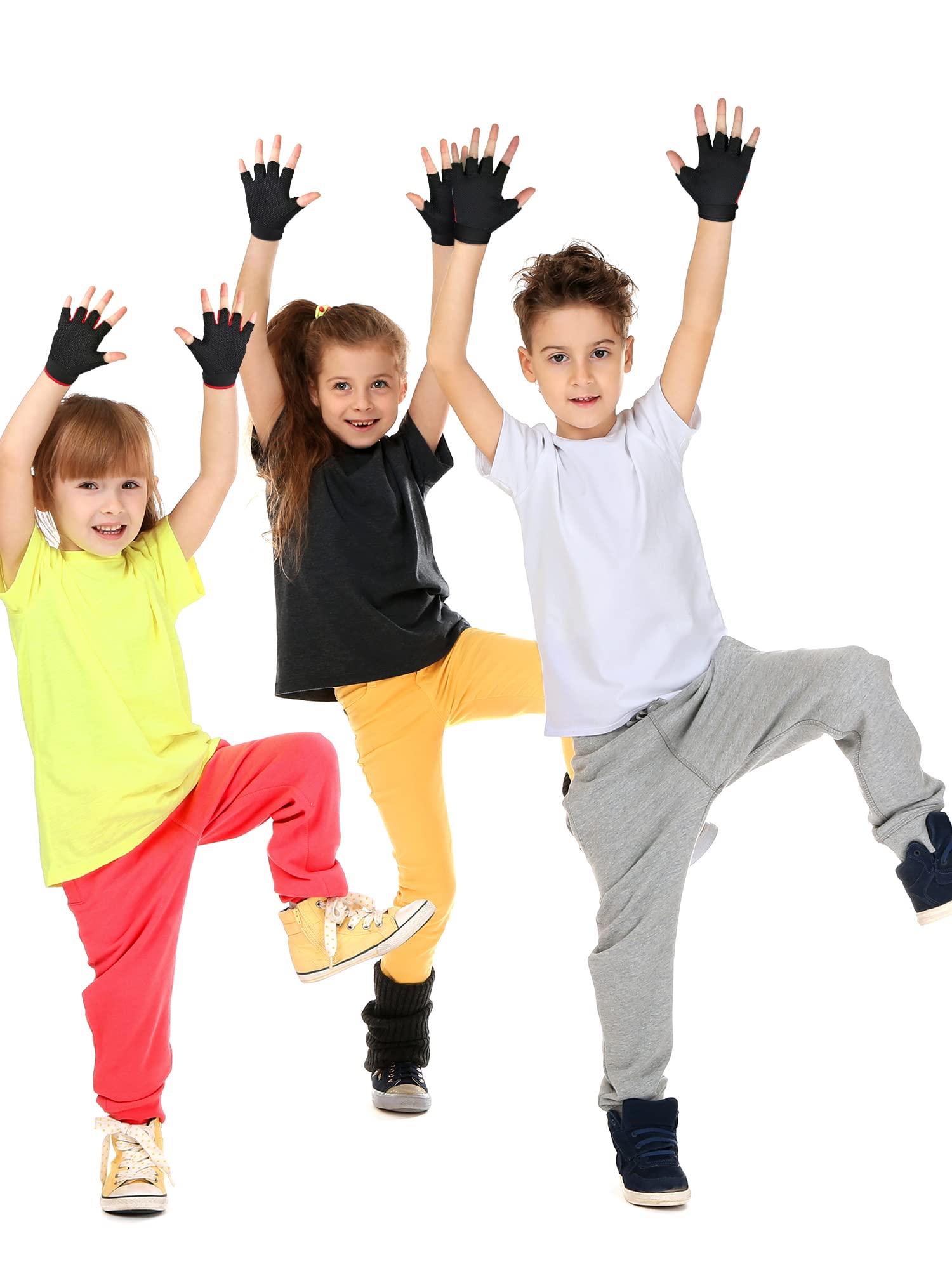 SATINIOR 4 Pairs Kids Half Finger Cycling Gloves - Non-Slip Breathable Sports Gloves for Boys & Girls - Perfect for Summer Outdoor Activities, Biking, Skateboarding & Scooter Riding