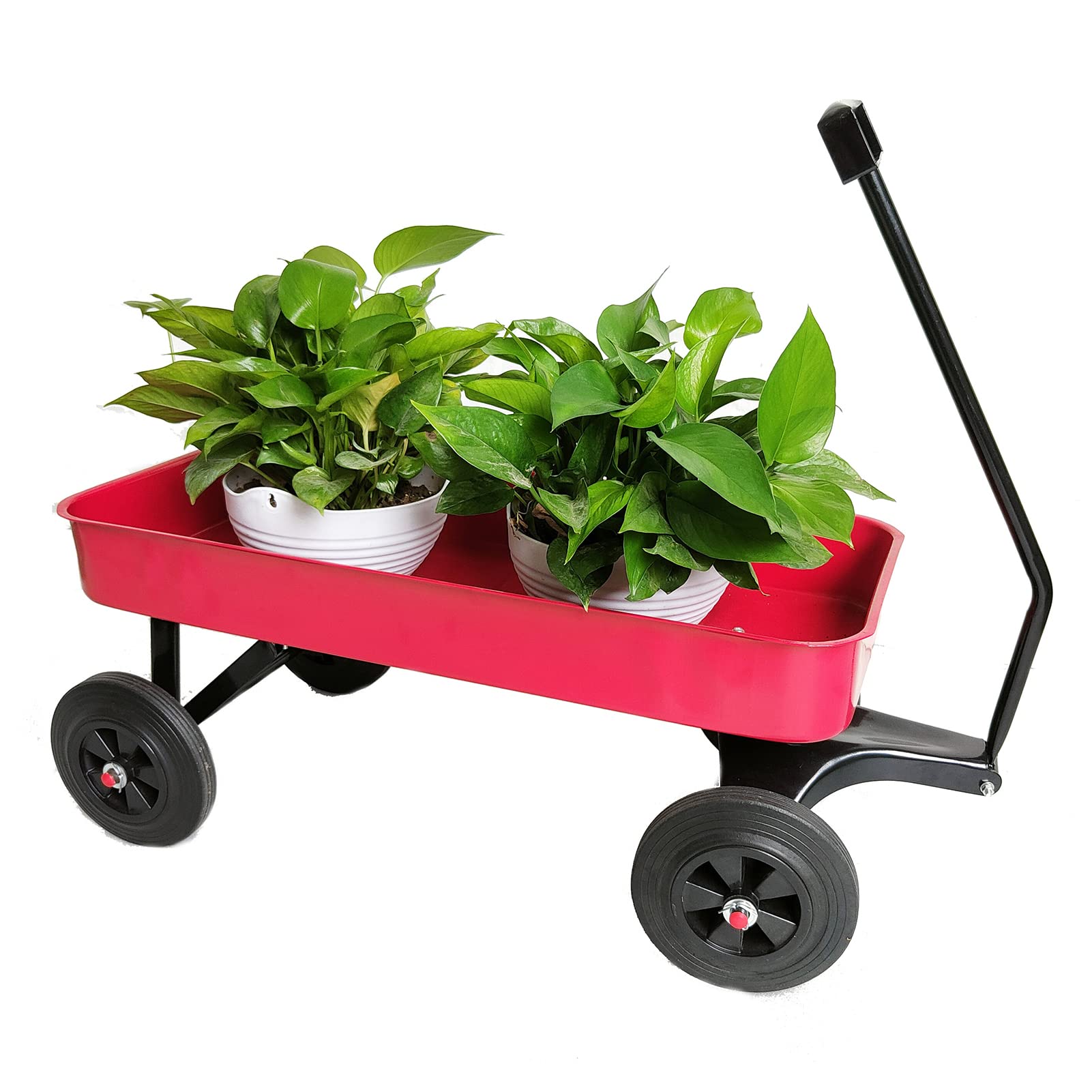 280 Lbs Heavy Duty Collapsible Wagon Cart - Foldable Garden Utility Wagon with Adjustable Handle, 39.4