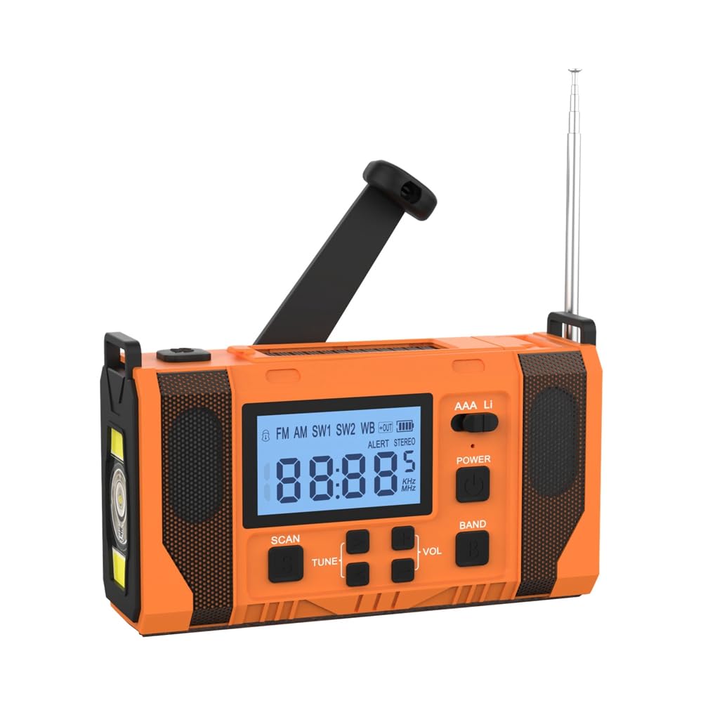 Komdndht Emergency Weather Radio with 10000mAh Power Bank, Solar Charging, Hand Crank & USB Charging, AM/FM NOAA Weather Alert Radio - Perfect for Camping, Hiking, and Emergency Preparedness