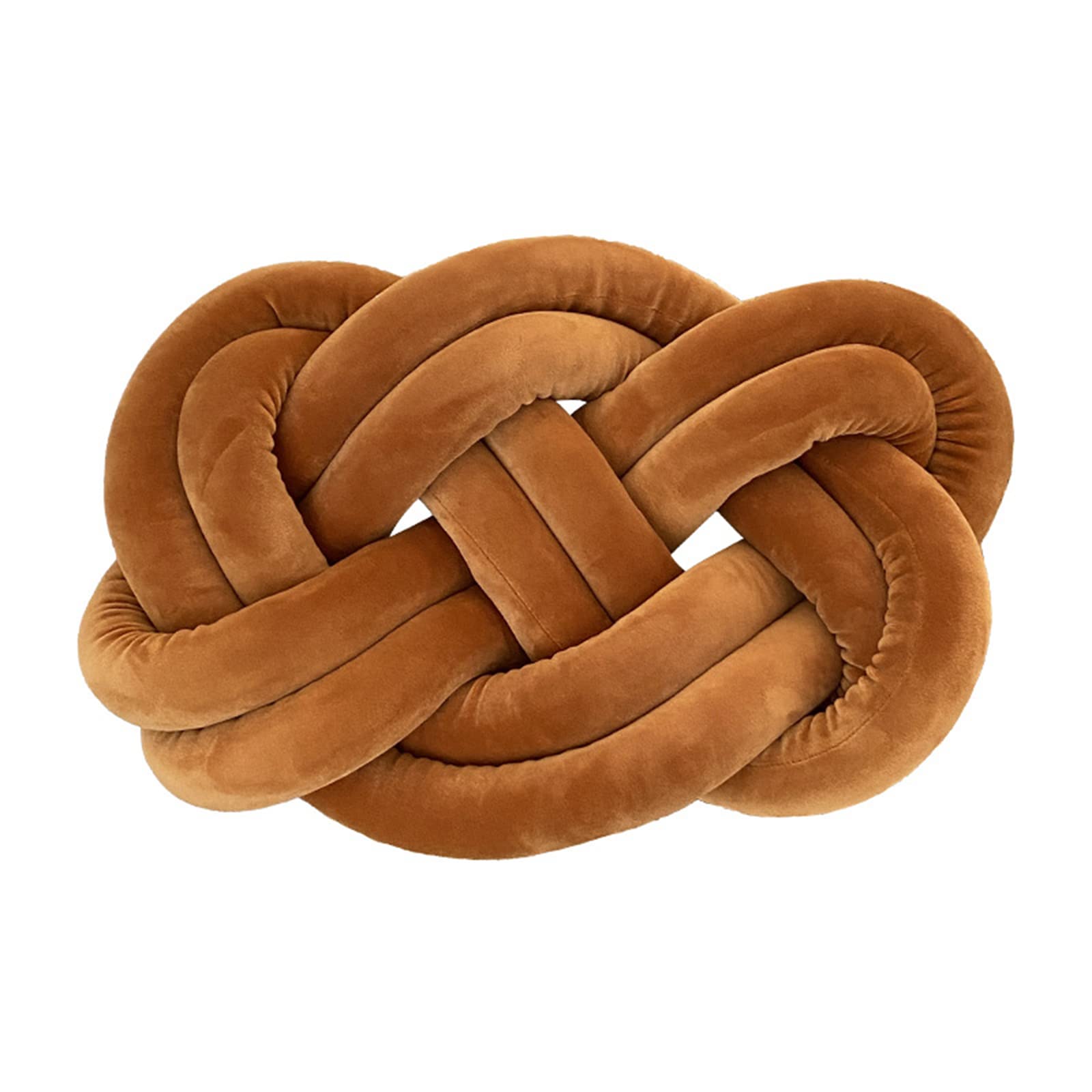Handmade Caramel Knot Pillow - Soft Round Cushion for Sofa & Living Room Decor