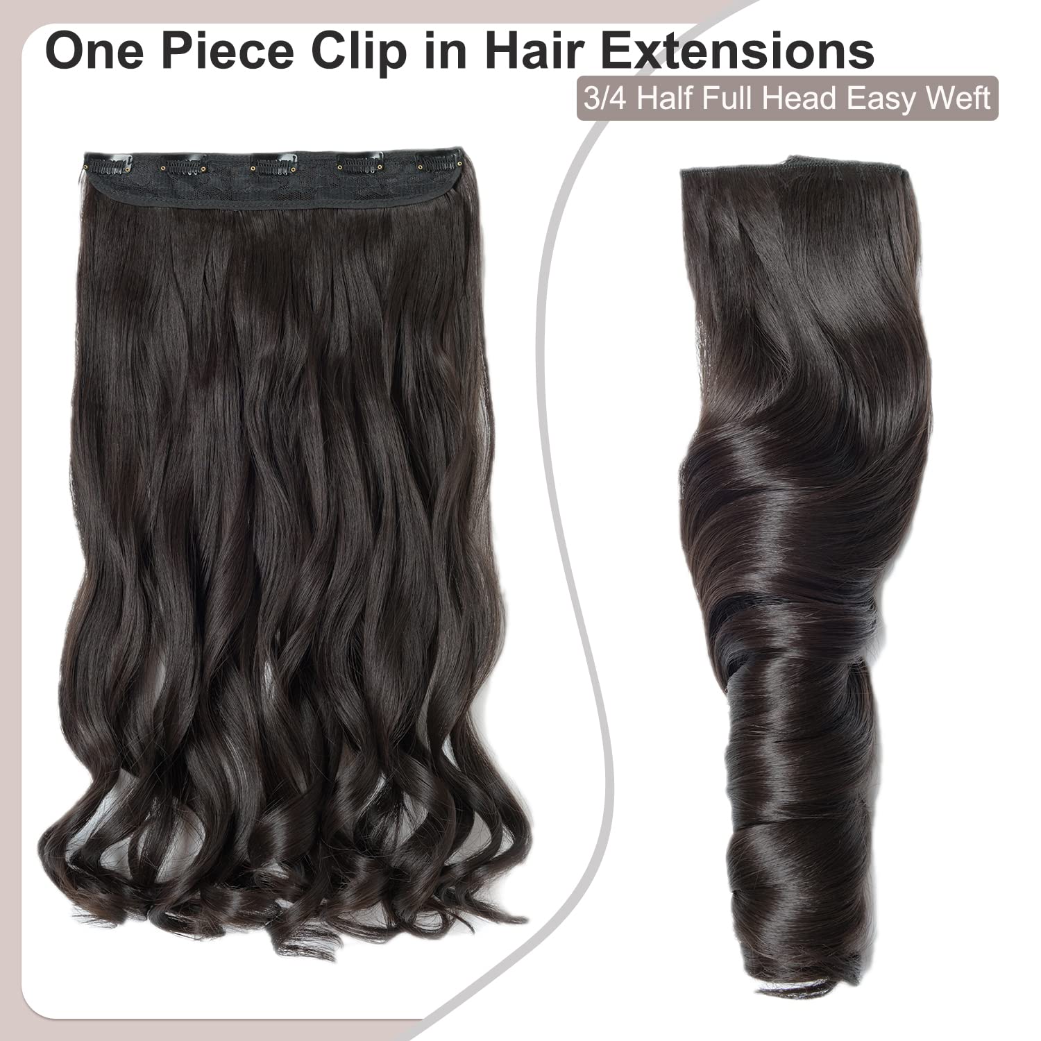 OSEN 5-Piece 24-Inch Curly Wavy Hair Extensions for Women - Clip-in Human Hair Extensions for Instant Length & Volume (Black) - Perfect for Parties, Weddings & Daily Styling