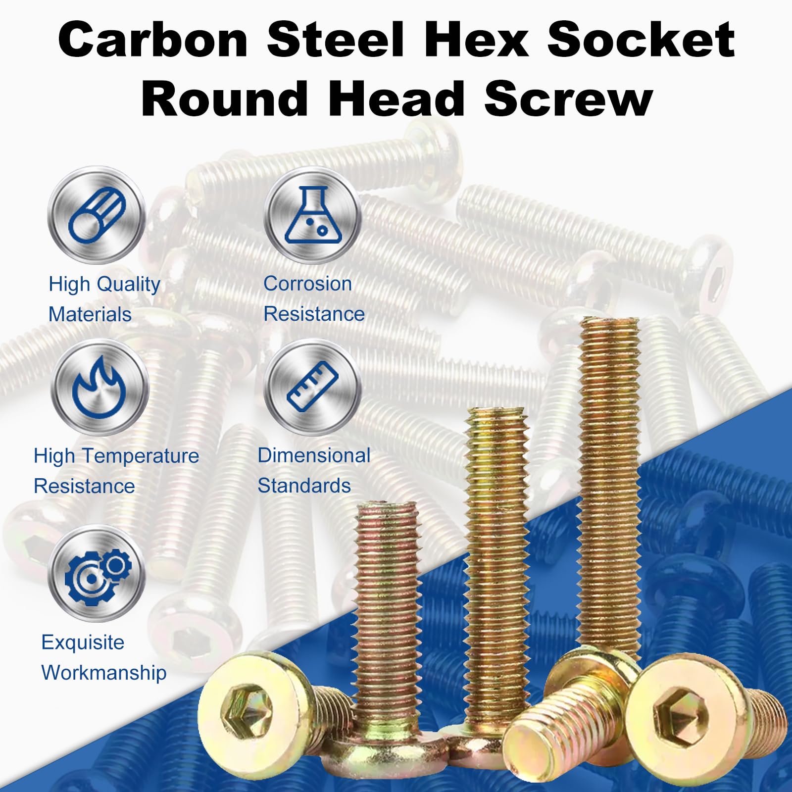 M8-1.25x110mm Hex Socket Flat Head Screws - Carbon Steel Furniture Bolts (10pcs) for DIY & Home Improvement