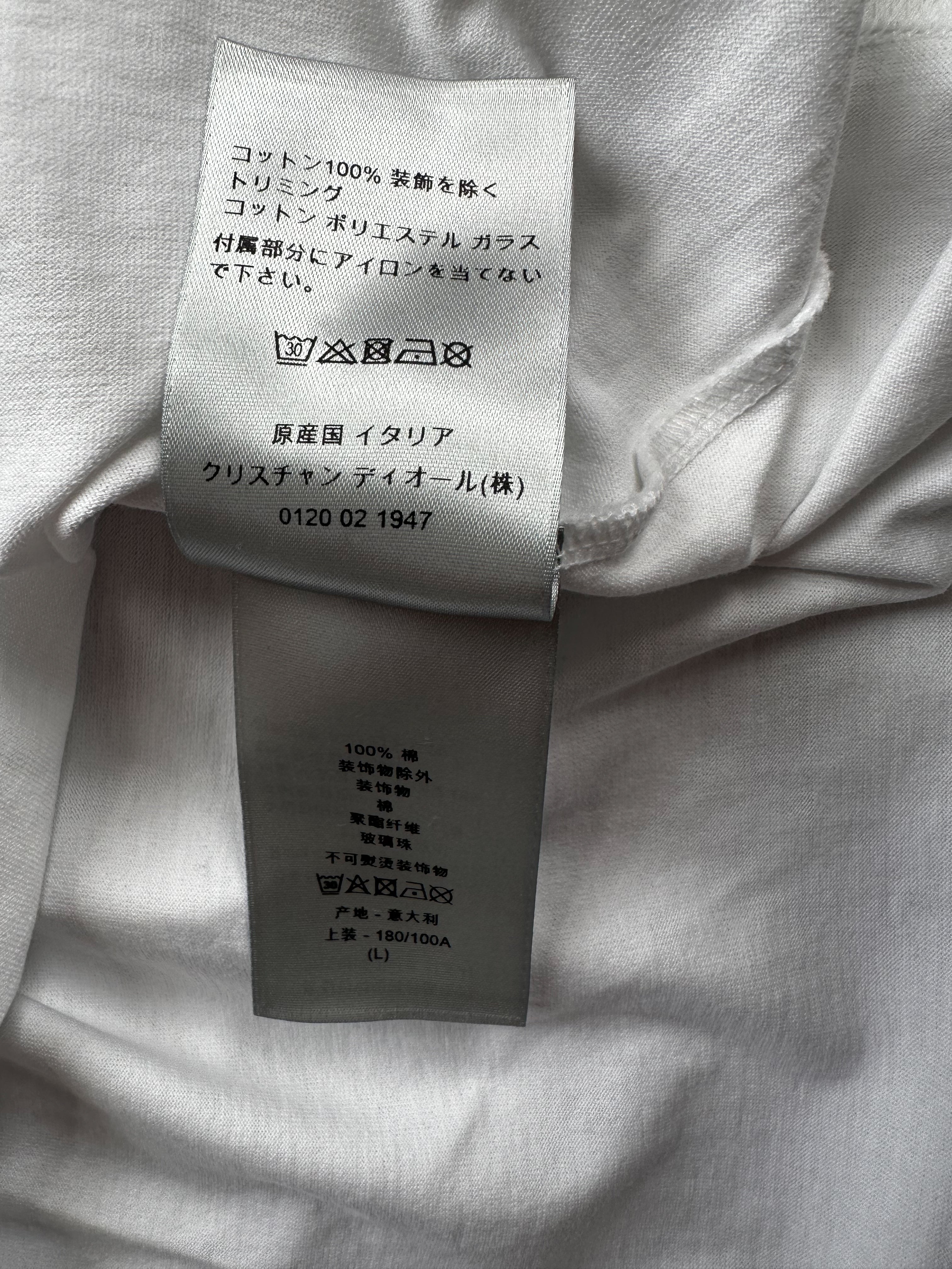 Dior Kenny Scharf White & Blue Embroidered Beads Logo T-Shirt - Stylish Designer Tee for Casual Wear & Street Fashion