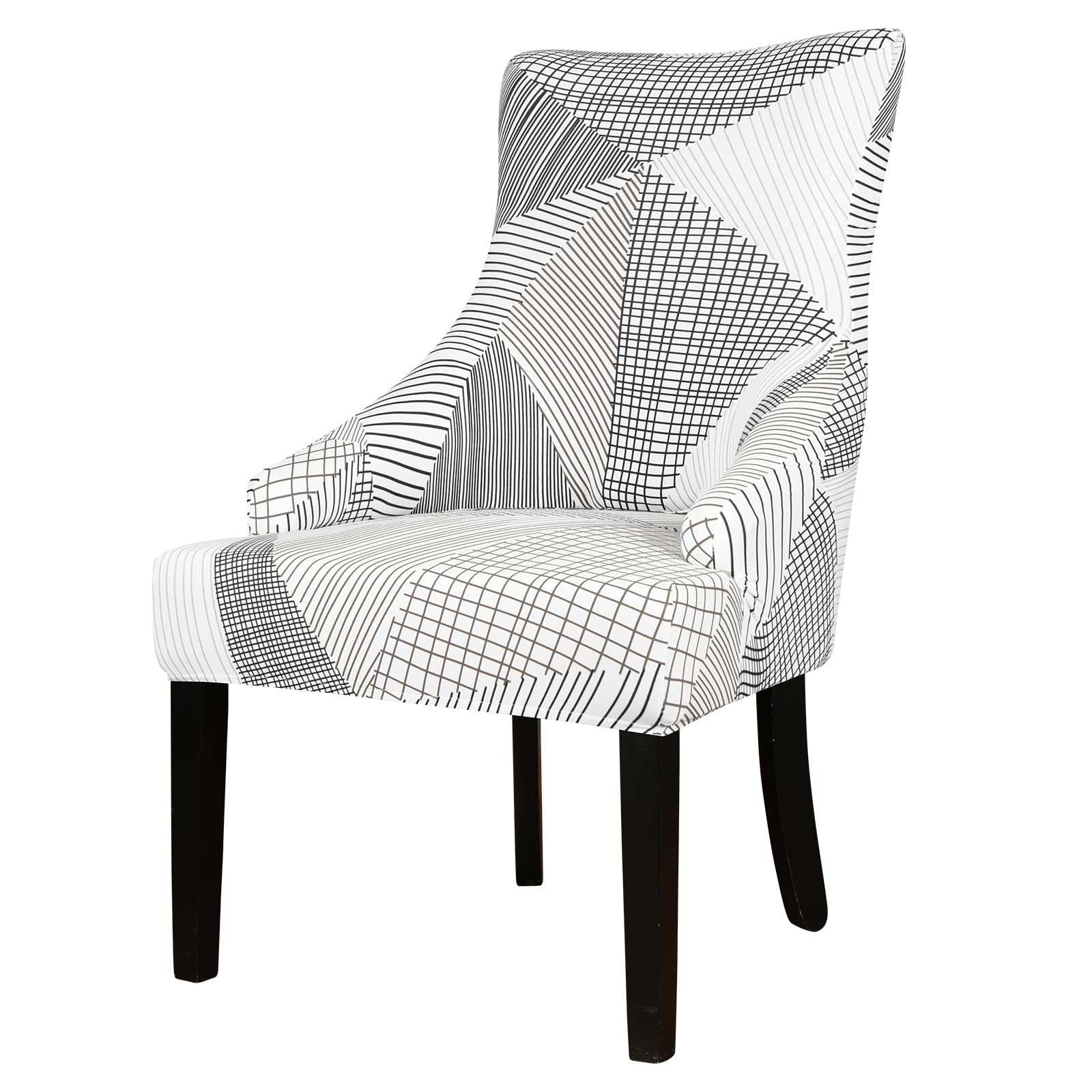 Stretch Wingback Chair Slipcovers with Pattern - Reusable Armchair Protector Cover for Dining Room, Banquet & Home Decor (Machine Washable, Set of 1) - Perfect for Living Room, Office & Guest Room Furniture Protection