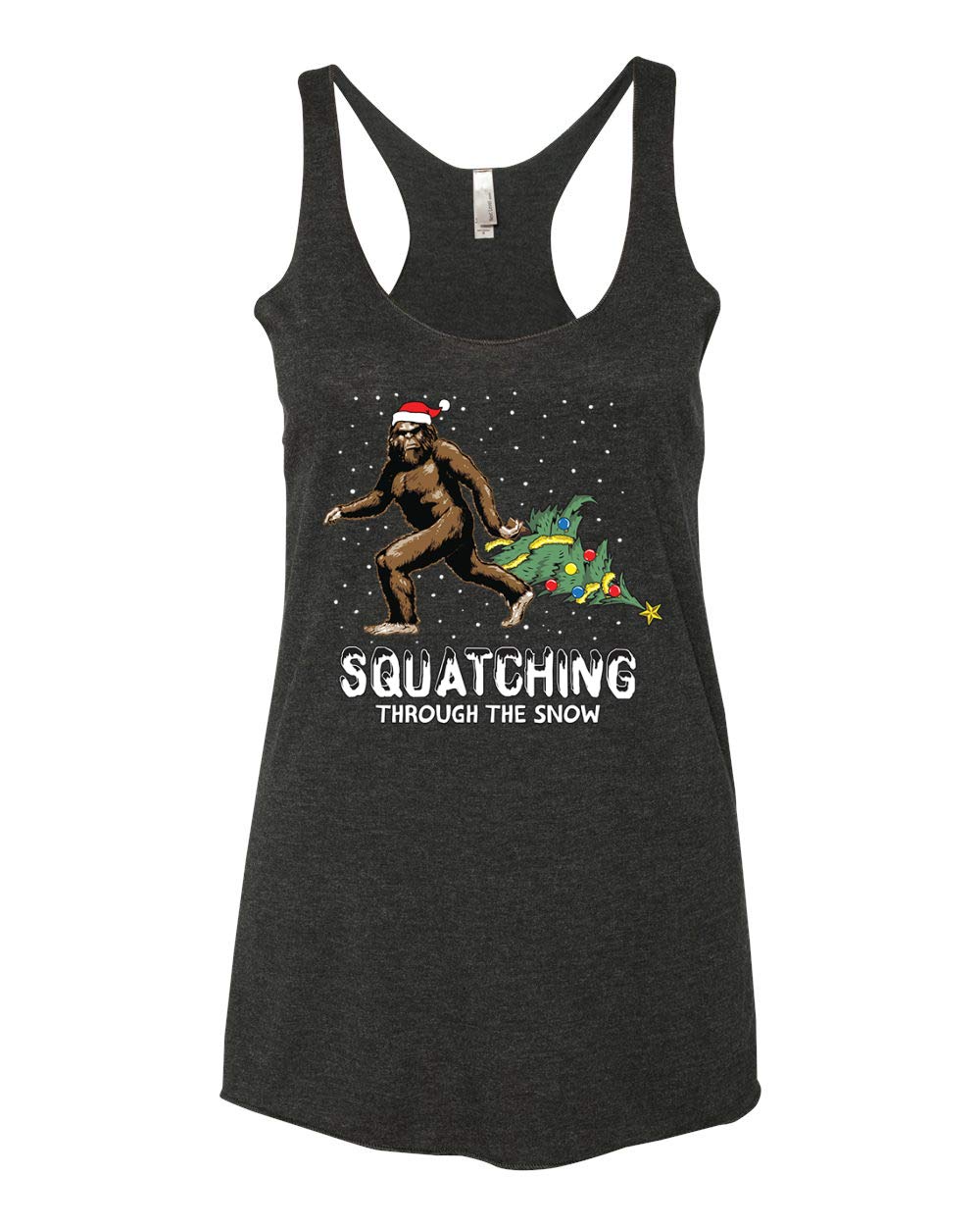 Bigfoot Christmas Tri-Blend Racerback Tank Top - Funny Sasquatch Holiday Shirt for Women & Men - Perfect for Xmas Parties & Winter Festivals