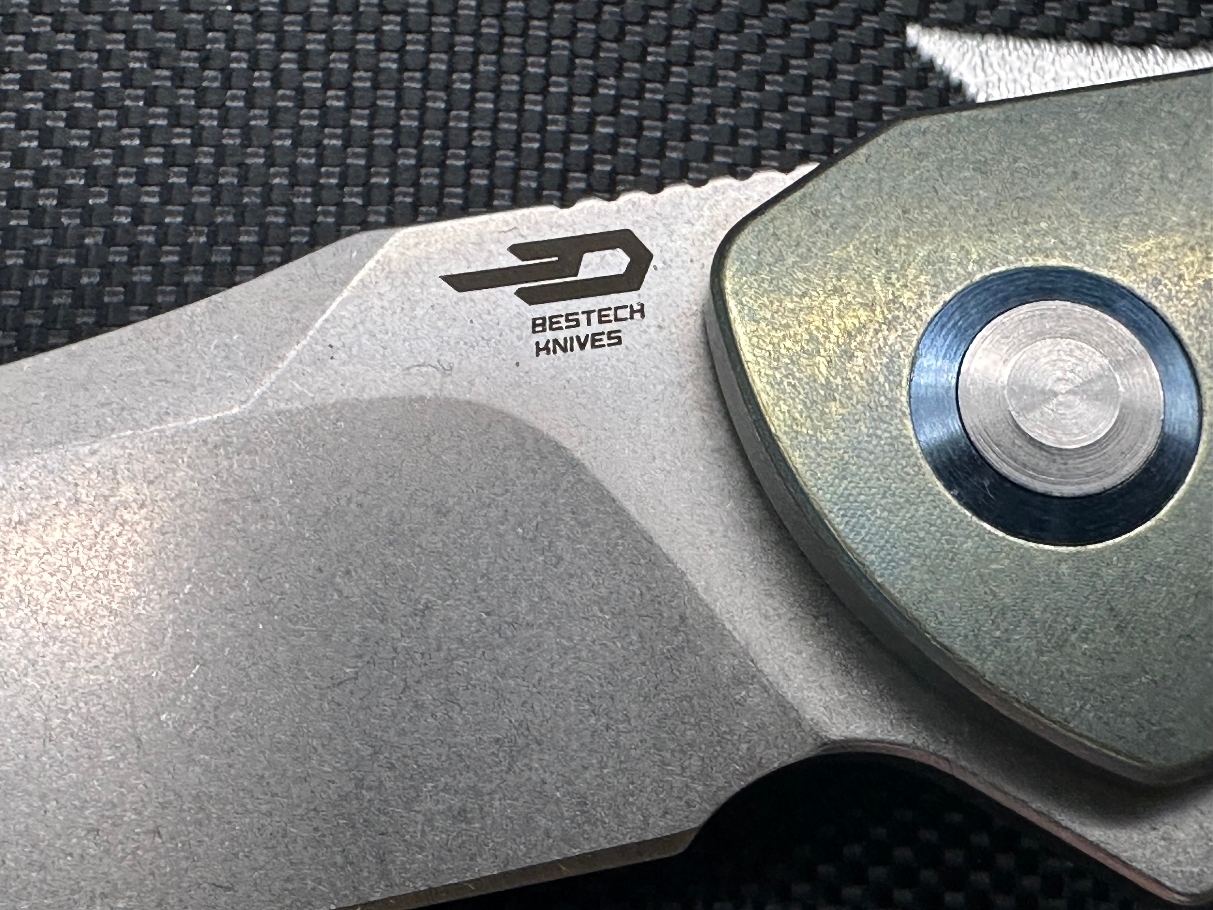Bestech Emperor Folding Knife - CPM S35VN Steel Blade, Green Titanium Handles with Blue Accents - EDC, Outdoor Camping, Survival Gear