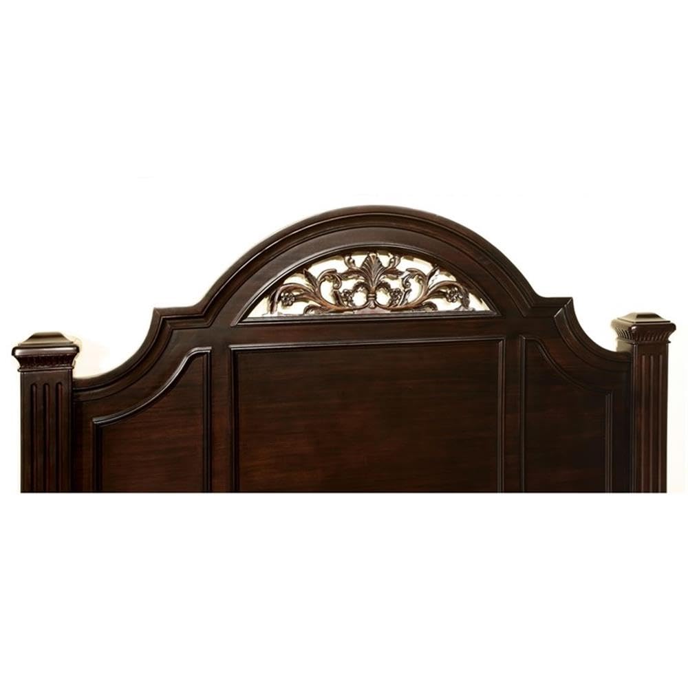 Home Square 3-Piece King Panel Bed Set with 2 Nightstands in Dark Walnut - Perfect for Master Bedroom Decor & Luxury Bedroom Furniture