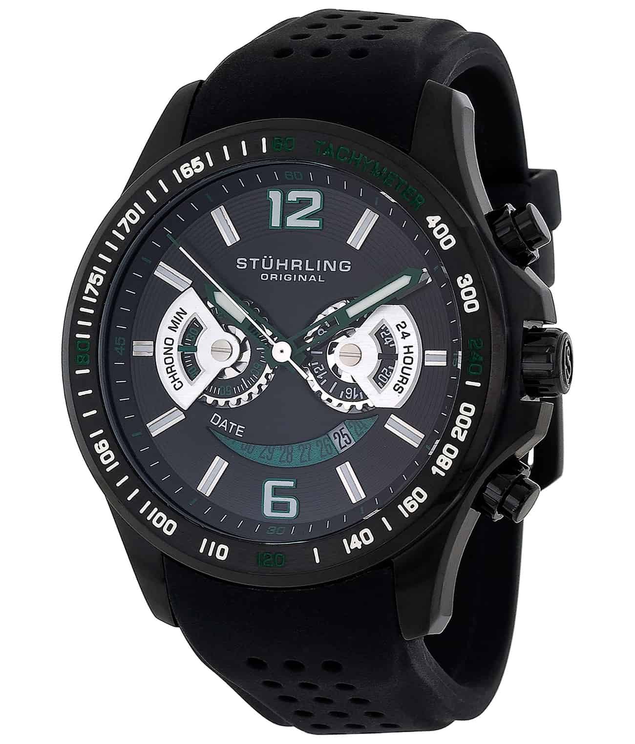 White Dial / Silver Case / Black Silicone Strap Tang Buckle