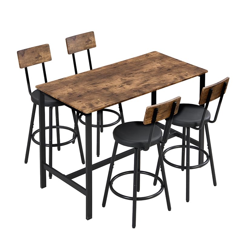 Industrial Bar Table and Stools Set of 4 - 42