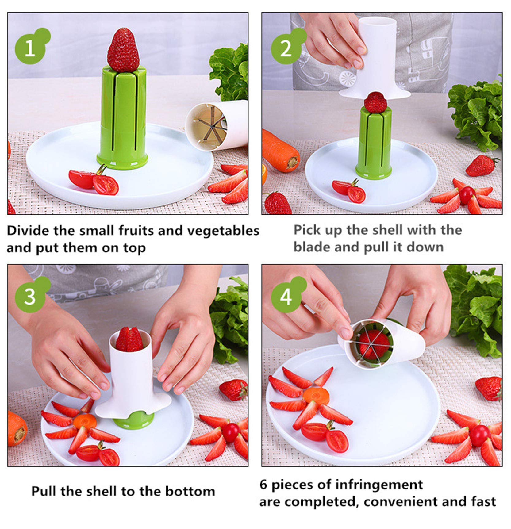 Strawberry Grape Cucumber Slicer - Multi-Function Vegetable Cutter for Carrot, Potato - Creative Kitchen Tool for Salad Making, Pizza Topping & Fruit Platter Presentation - Perfect for Meal Prep, Party Snacks & Healthy Eating