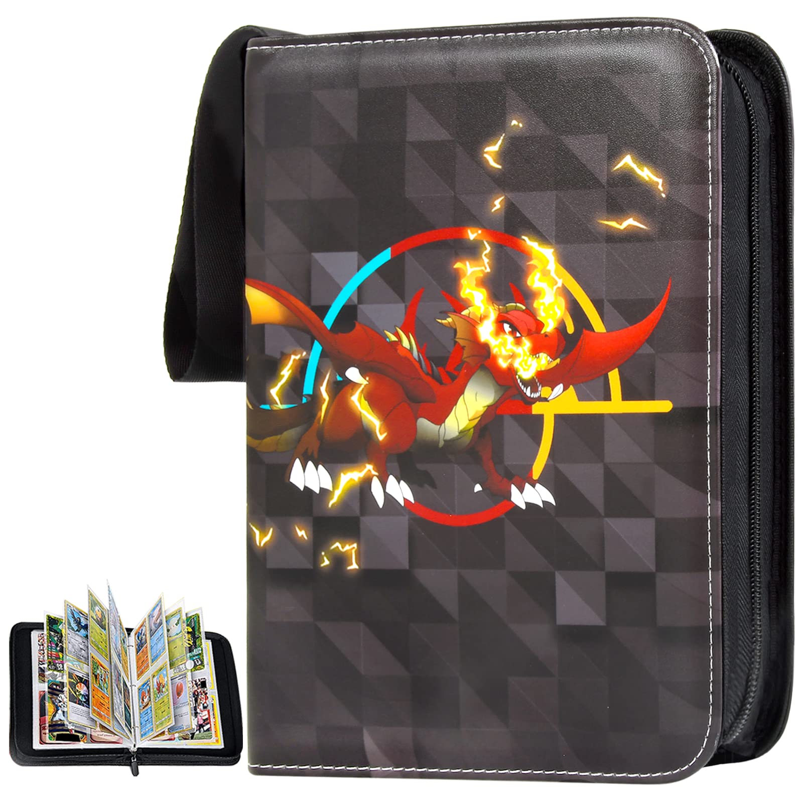 Premium 4-Pocket Trading Card Binder Holder - Fits 400 Cards with 50 Removable Sleeves | TCG Collection Organizer for MTG, Pokemon & Yu-Gi-Oh | Perfect for Gaming Tournaments & Card Storage