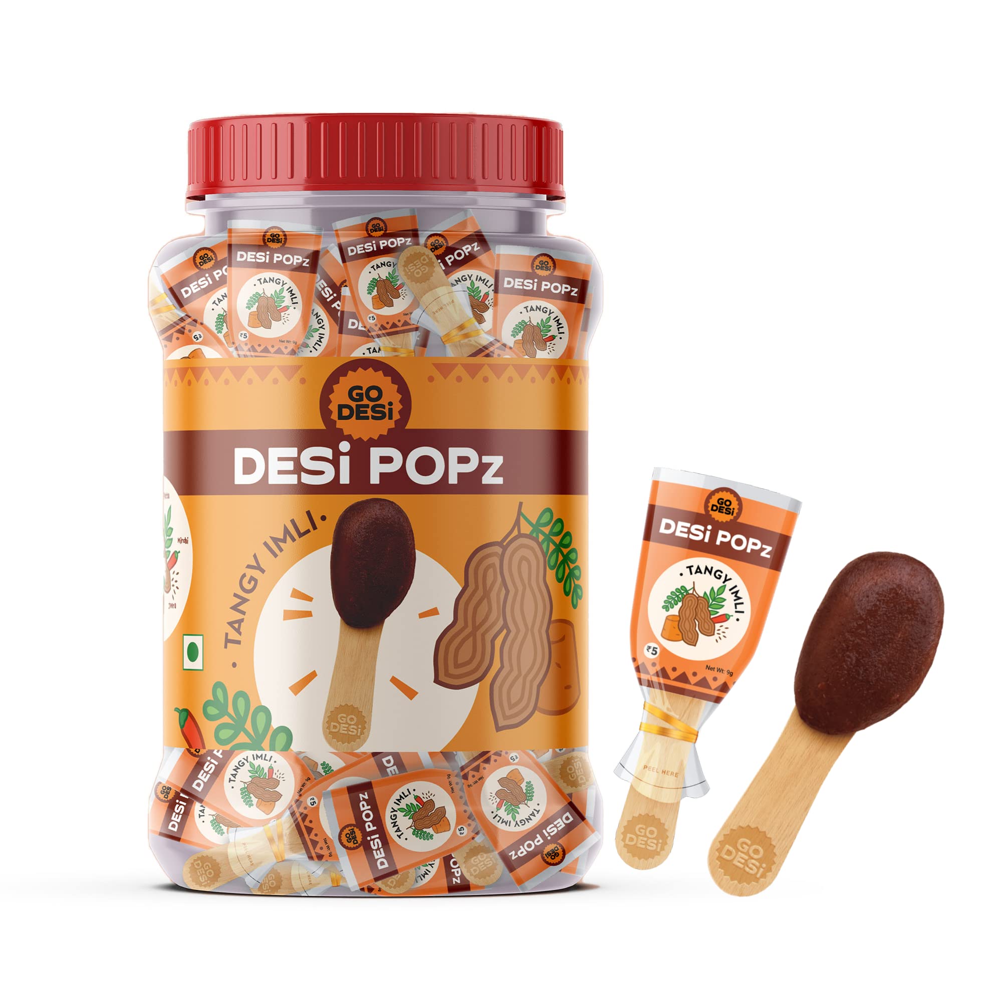 GO DESi Tamarind & Jaggery Candy - 100pcs Digestive Lollipops for Kids & Adults
