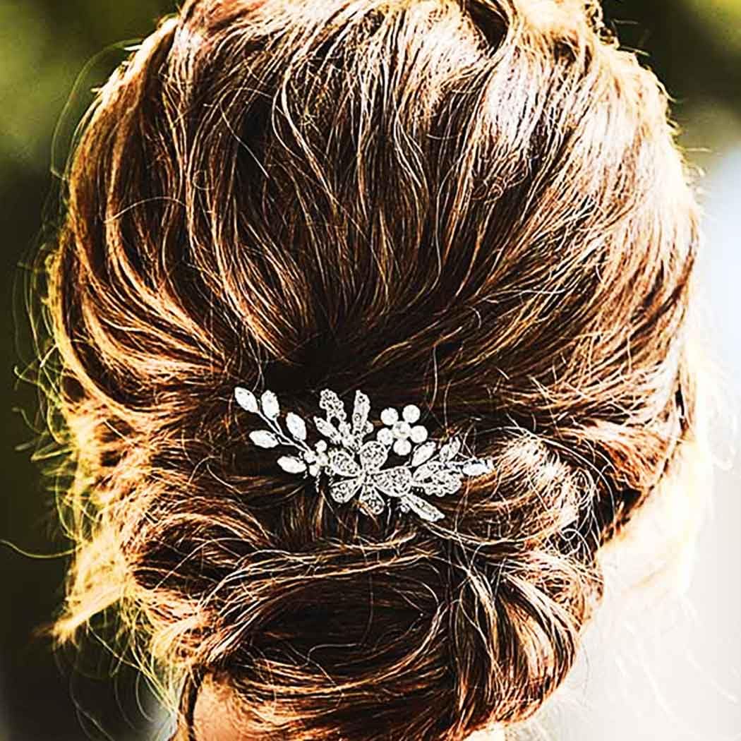 Sparkling Silver Rhinestone Flower Bridal Hair Comb – Elegant Wedding Hair Accessories for Women & Girls (A-Silver) | Perfect for Brides, Bridesmaids, Prom & Special Occasions