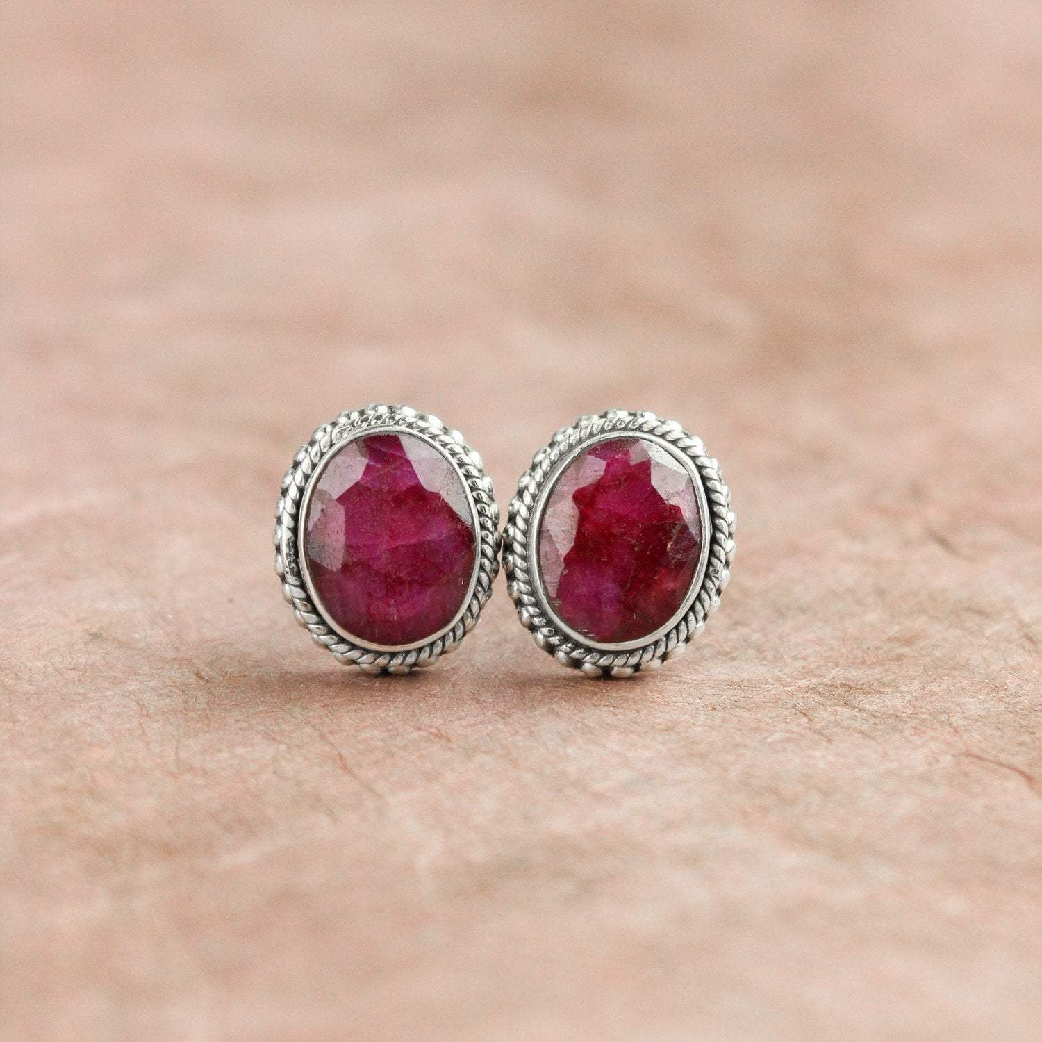 Faceted Ruby Post Earrings for Women – Genuine Gemstone Stud Earrings for Everyday Wear & Special Occasions | Perfect Gift for Birthdays, Anniversaries & Valentine's Day