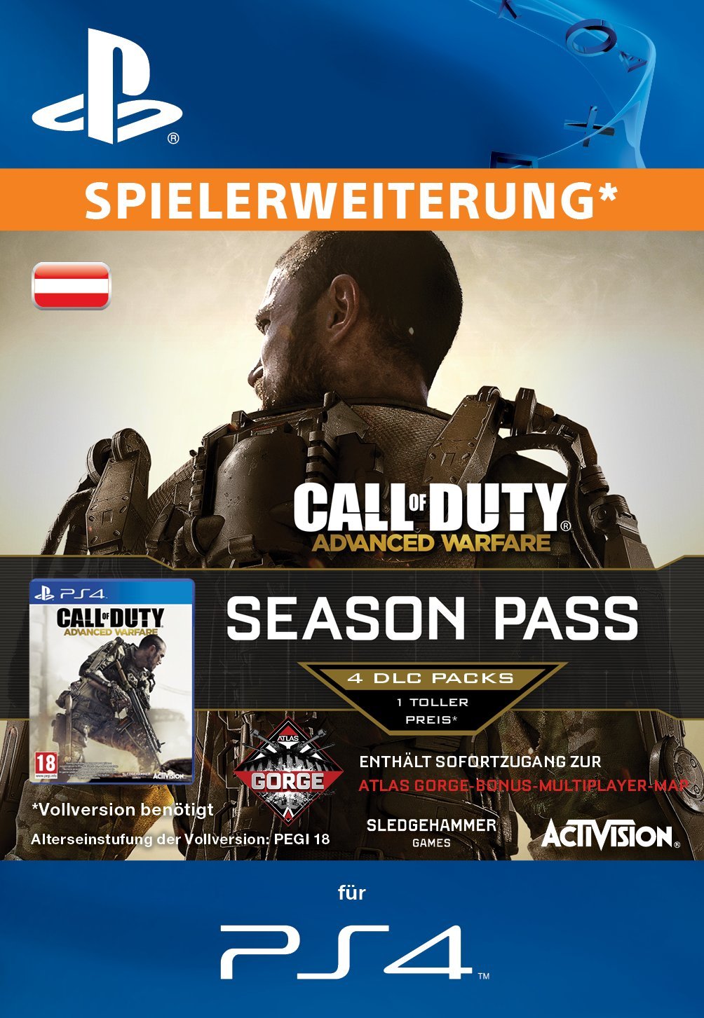 Call of Duty: Advanced Warfare Season Pass - PS4 Digital Code for Austrian Account | Game Expansion, DLCs & Bonus Content | Perfect for Multiplayer & Campaign Modes