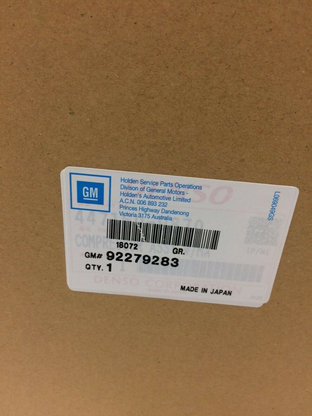 Genuine Holden Commodore VE V6 Air Conditioning Compressor Part #92279283 - Perfect for AC System Repair & Replacement